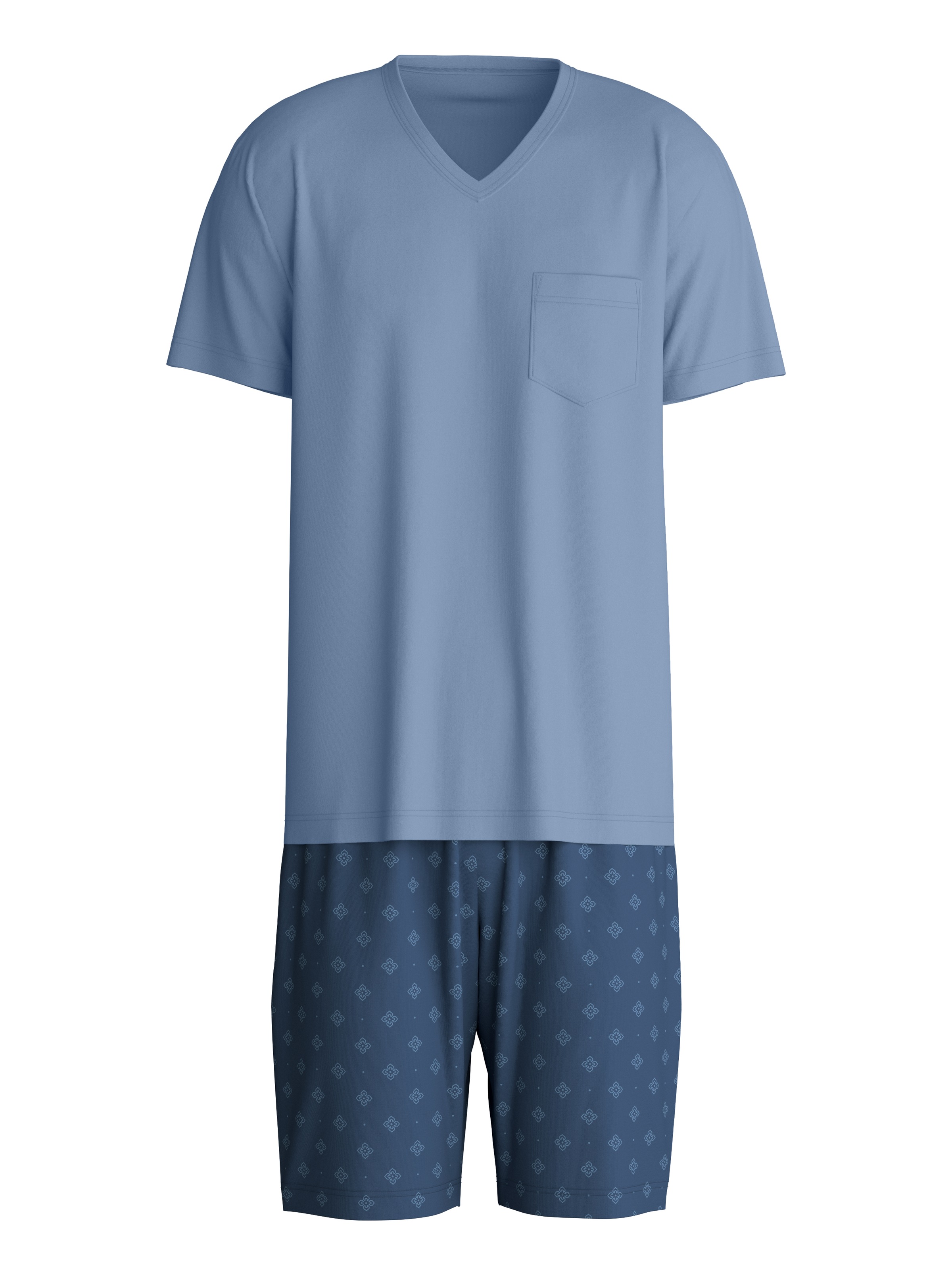 CALIDA Shorty »Relax Imprint 2« 2 Encolure en V, poche poitrine, manches courtes, qualité jersey simple