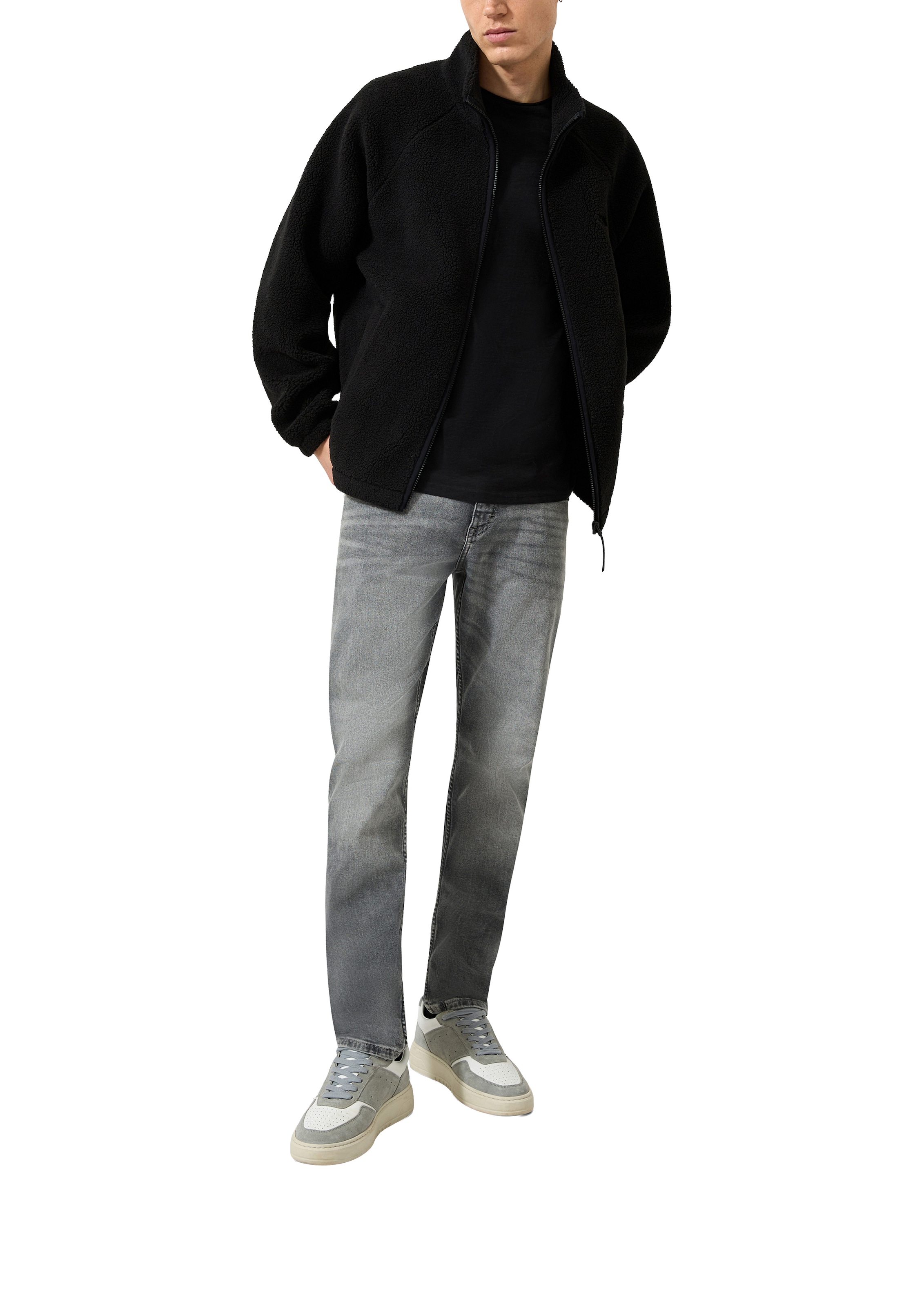 QS Veste polaire sans capuche Teddy-Jacke mit Stehkragen und Reissverschluss