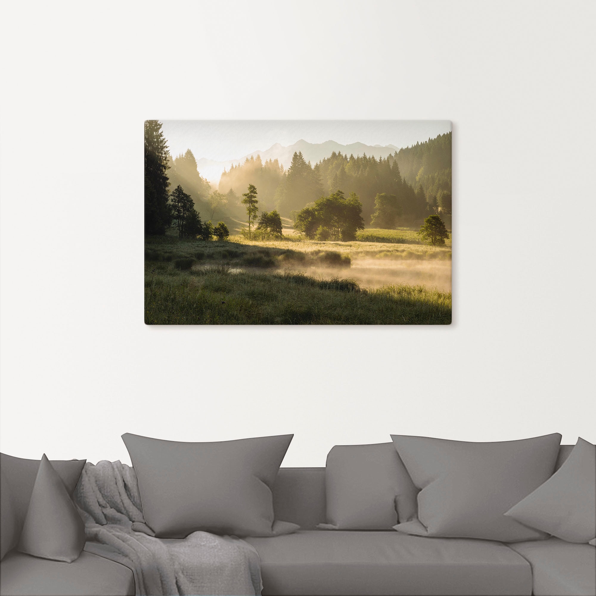 Artland Tableau sur toile »Sommermorgen in den Alpen« Prairies et arbres 1 cuis tlg. tendu sur cadre en bois