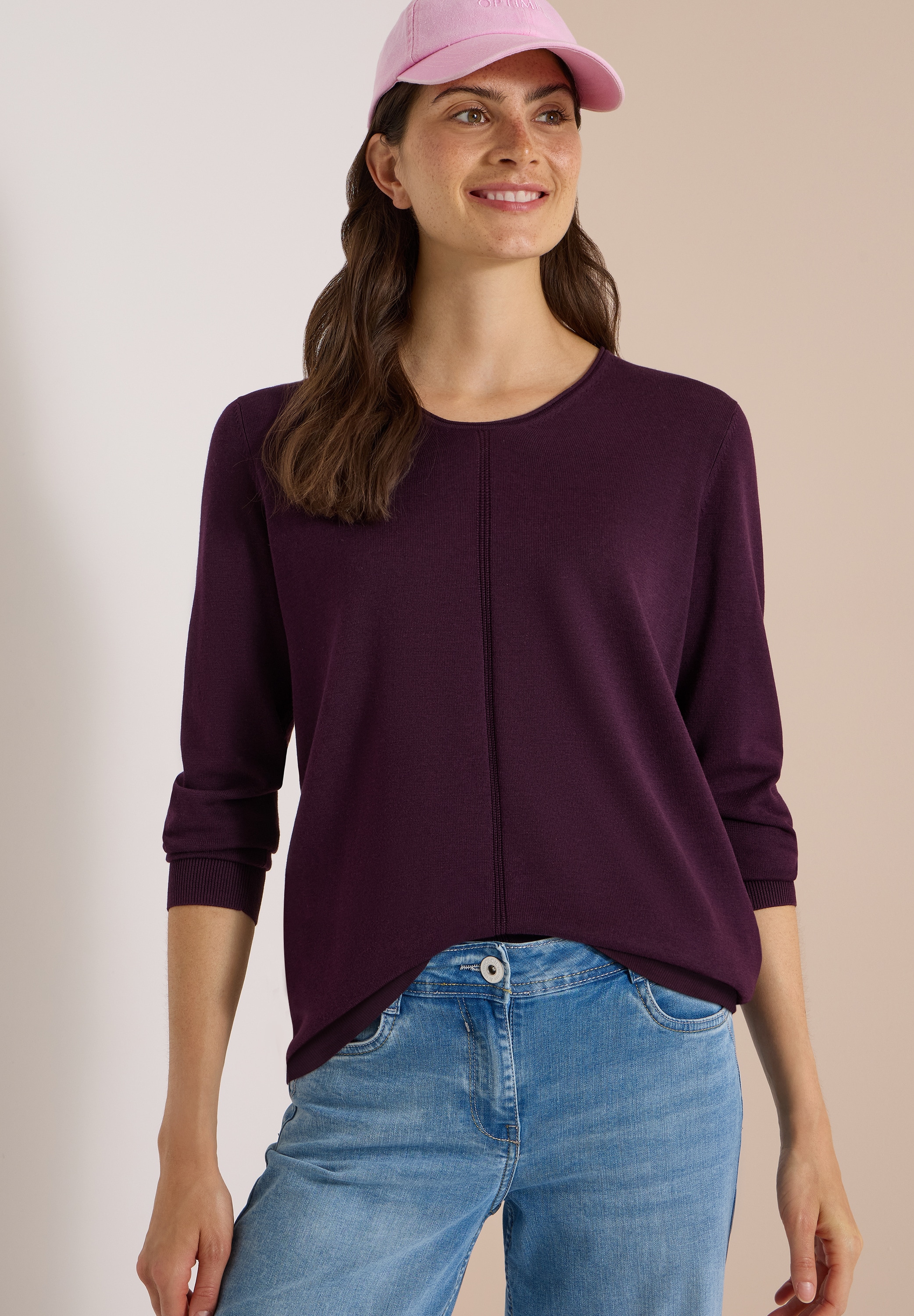 Cecil Pull en tricot mélange coton-viscose, maille fine, uni