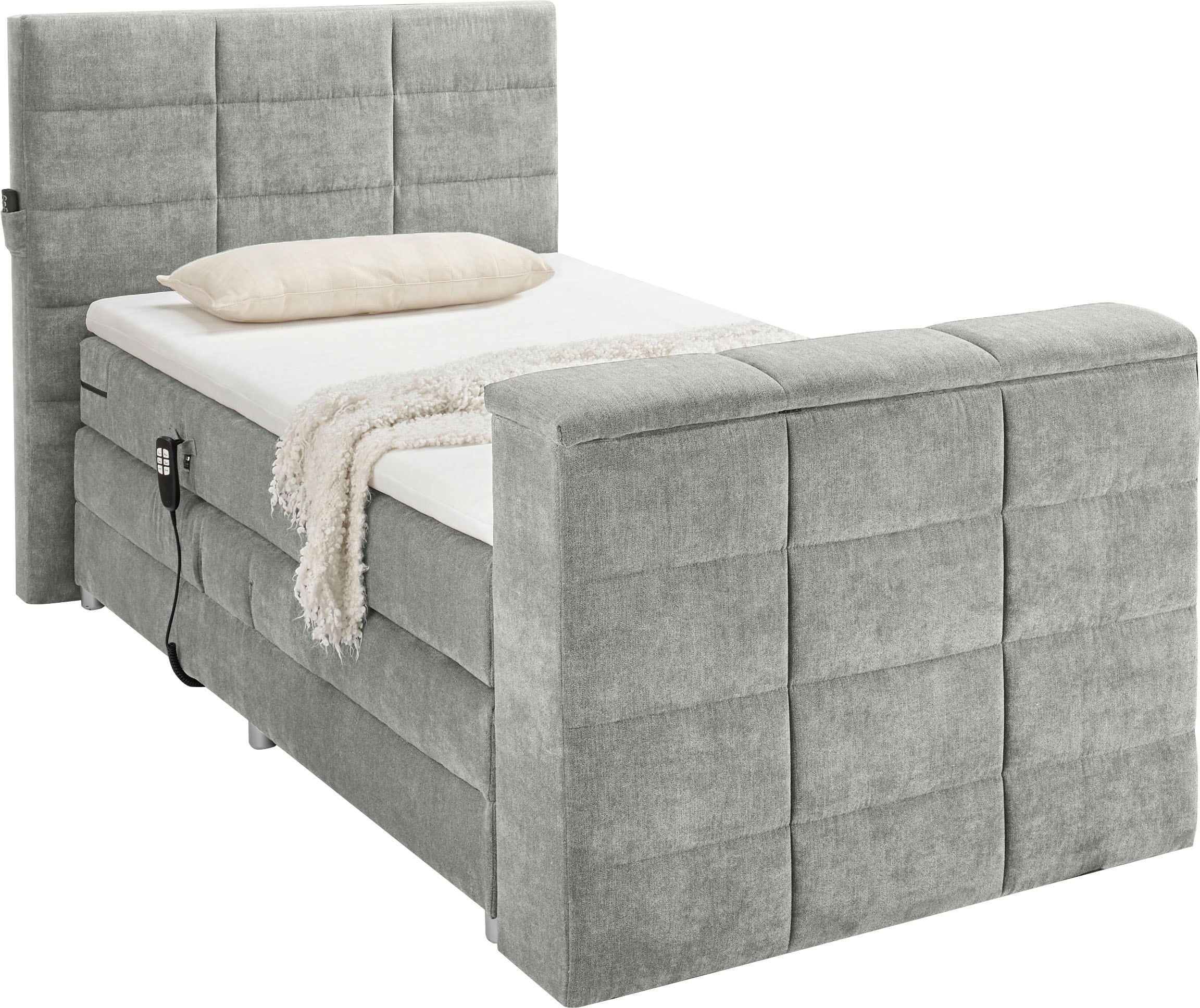 ED EXCITING DESIGN Boxspringbett »Denver« inkl. Motor, Topper und motorisierter TV-Halterung bis 40 Zoll