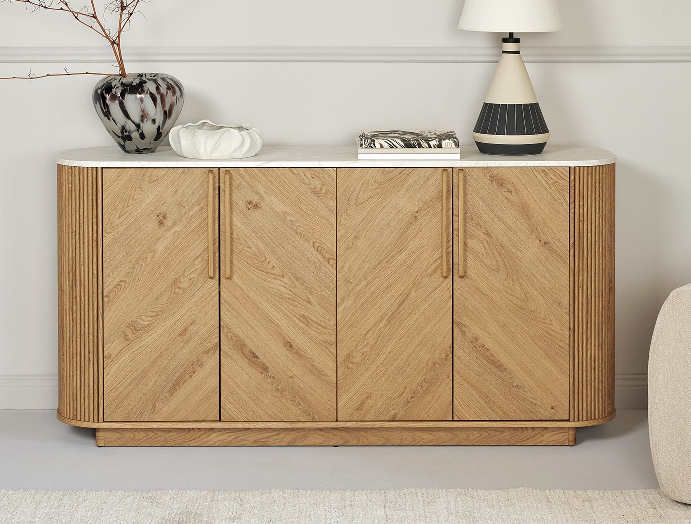 Jahnke Sideboard »ARROW SB 160« 1 Stk. tlg. Sideboard, abgerundet, Fischgrät-Muster, Breite 159,5 cm