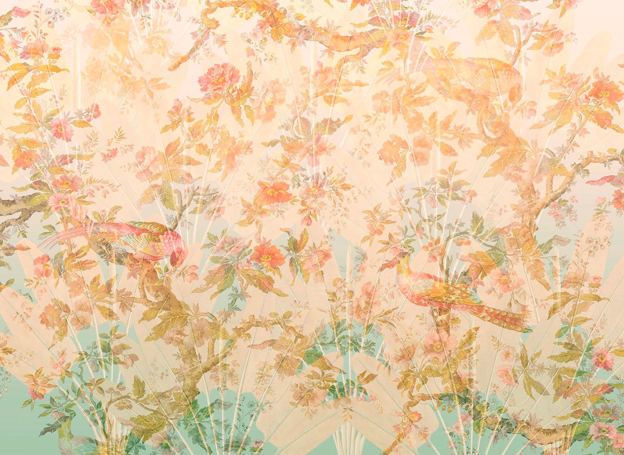 Image of Komar Vliestapete "Digitaldruck Vlies - Oiseau de Paradis - Grösse 350 x 255 cm" bedruckt glatt Wohnzimmer, Schlafzimmer