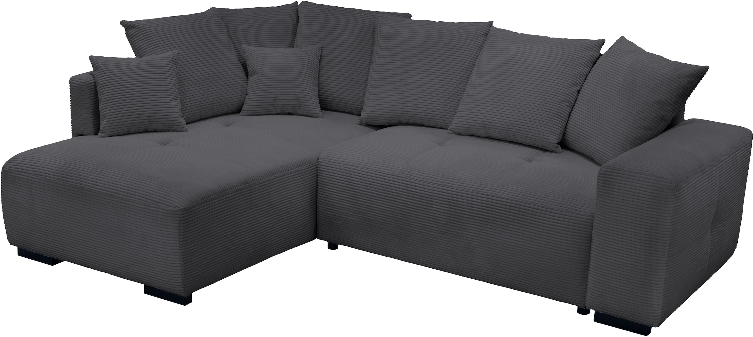 exxpo - sofa fashion Canapé d'angle »Arpino, elegant & bequem, Ottomane beidseitig montierbar, L-Form« Breite 243cm, komfortable Wellenunterfederung,  moderner Cord Bezug