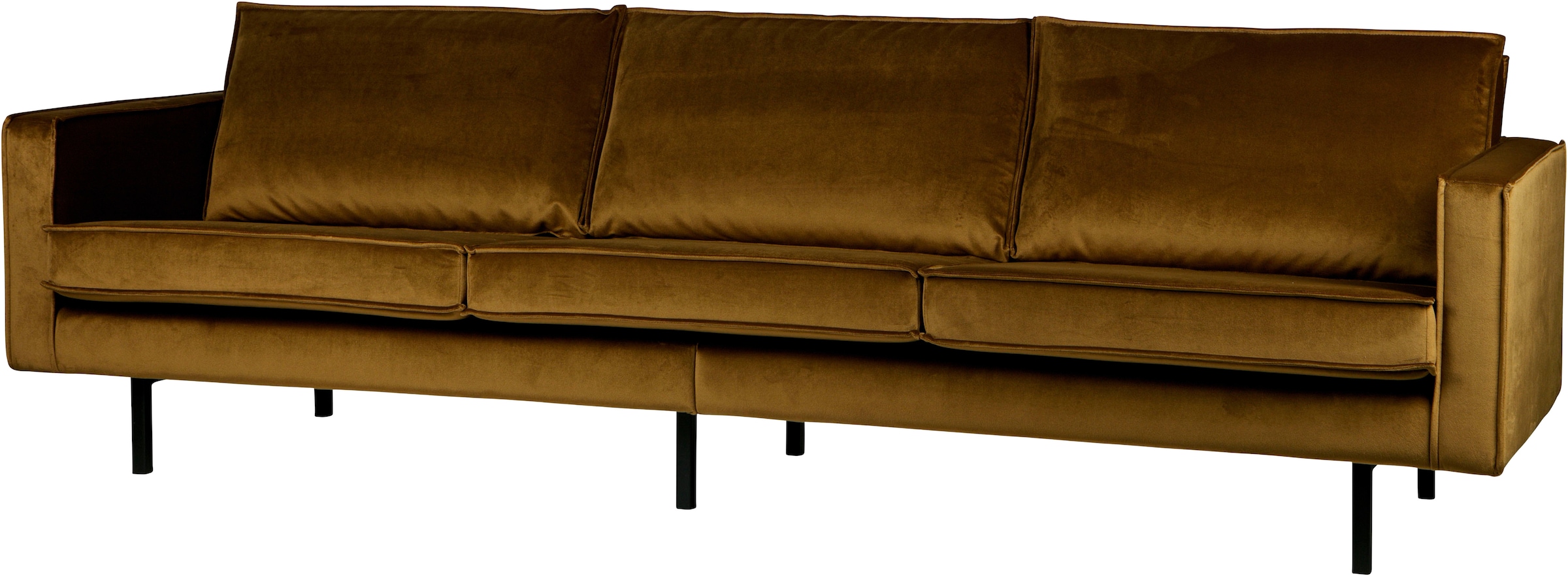 WOOOD 3-Sitzer »Rodeo Bezug mit Zickzack-Federung, Metallbeine, H 85 x B 277 x T 86 cm« Velvet-Bezug, Tragkraft 250 kg, Maximale Verschleissfestigkeit