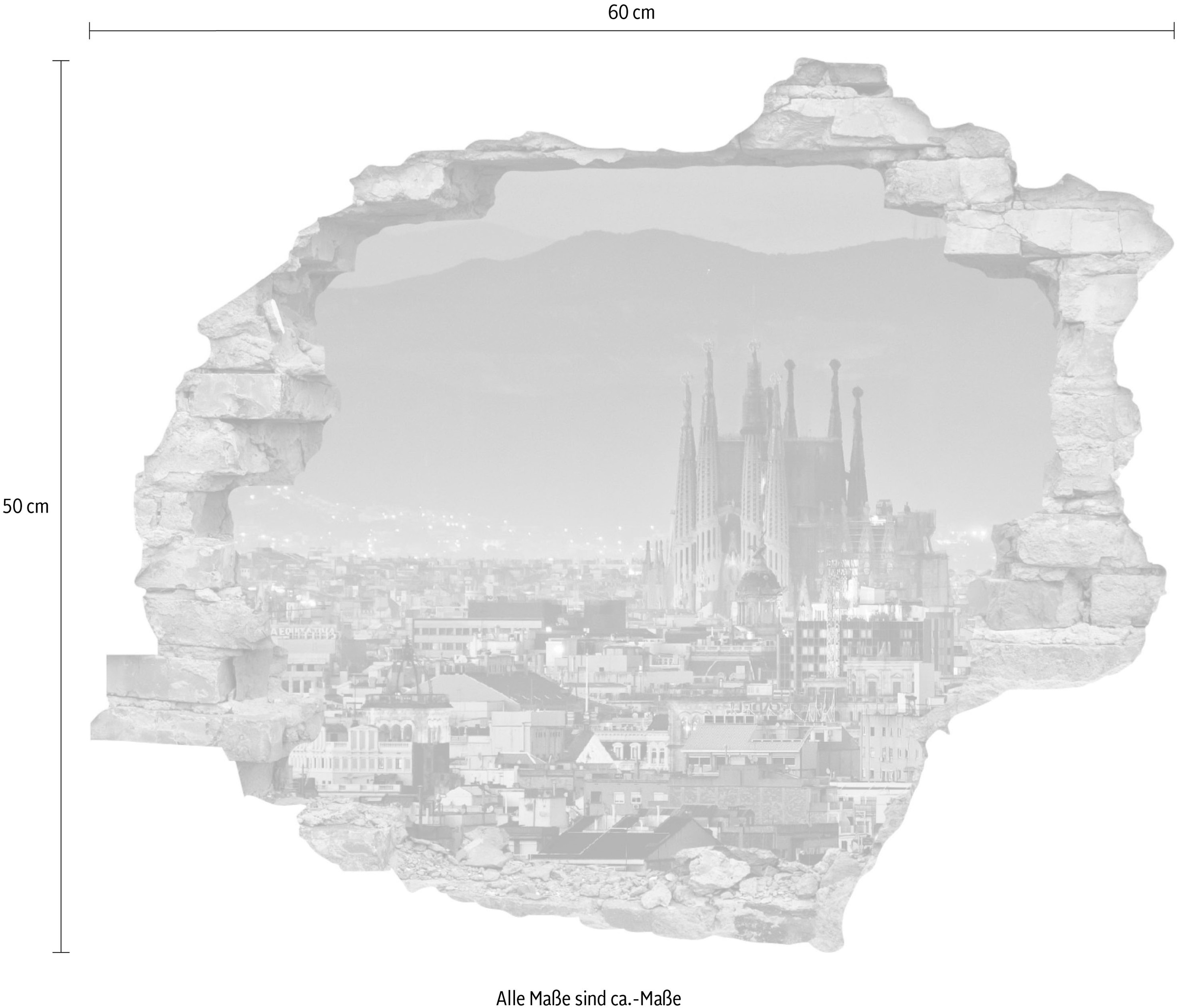 queence Wandtattoo »Stadt« Wandsticker, Wandbild, selbstklebend, 3D, Wanddurchbruch