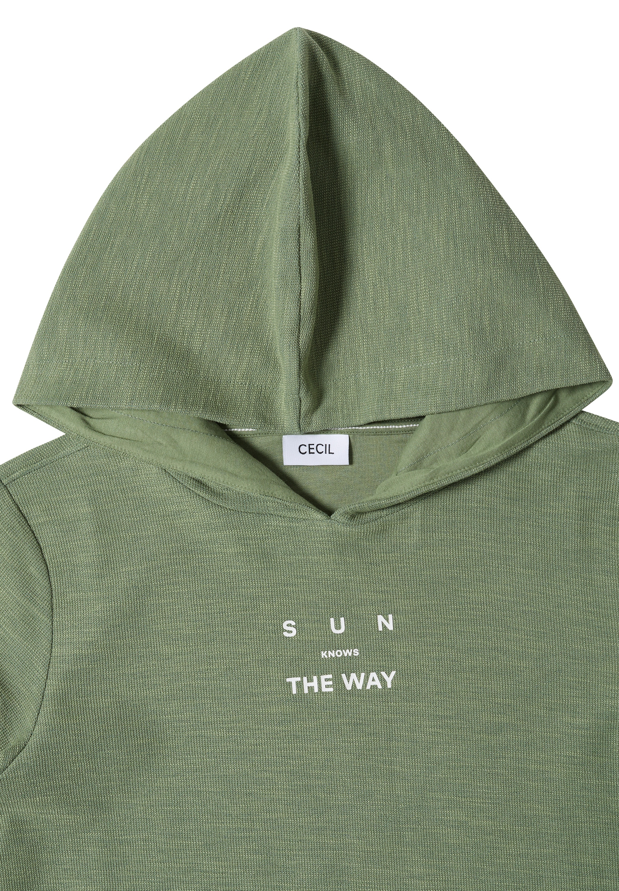 Cecil T-shirt à capuche aspect fil chiné, avec imprimé, mélange de coton