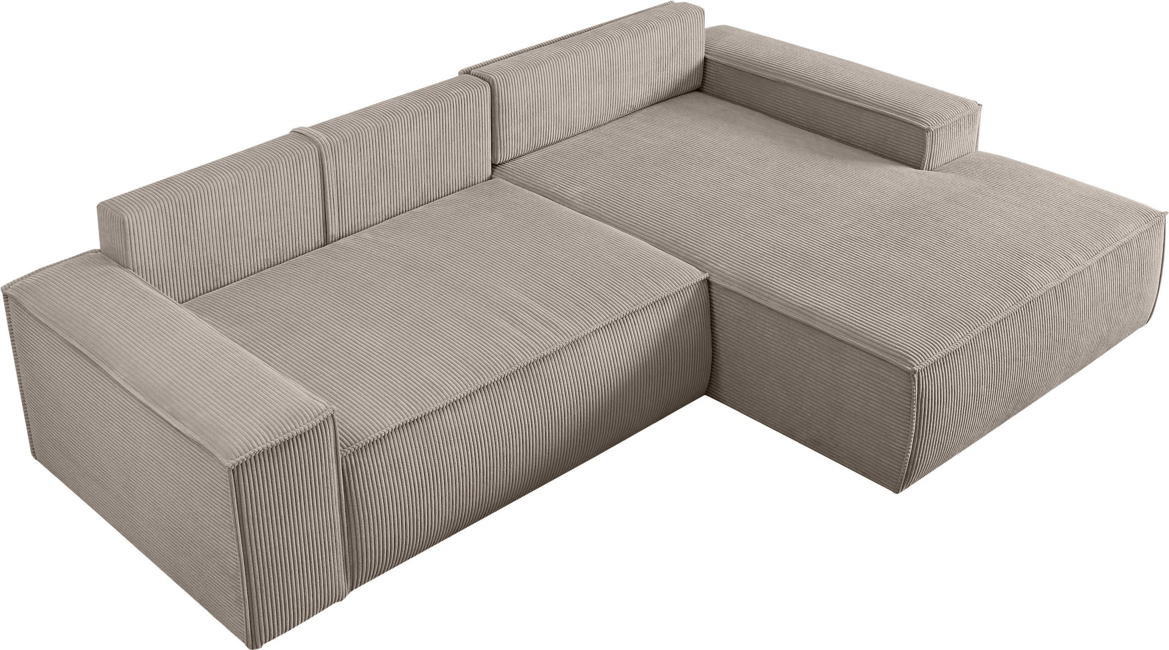 Home affaire Canapé d'angle »SHERWOOD Schlafsofa 267 cm, L-Form,« Schlaffunktion mit Bettkasten (210x136 cm), Cord, Vintage, Samtvelours