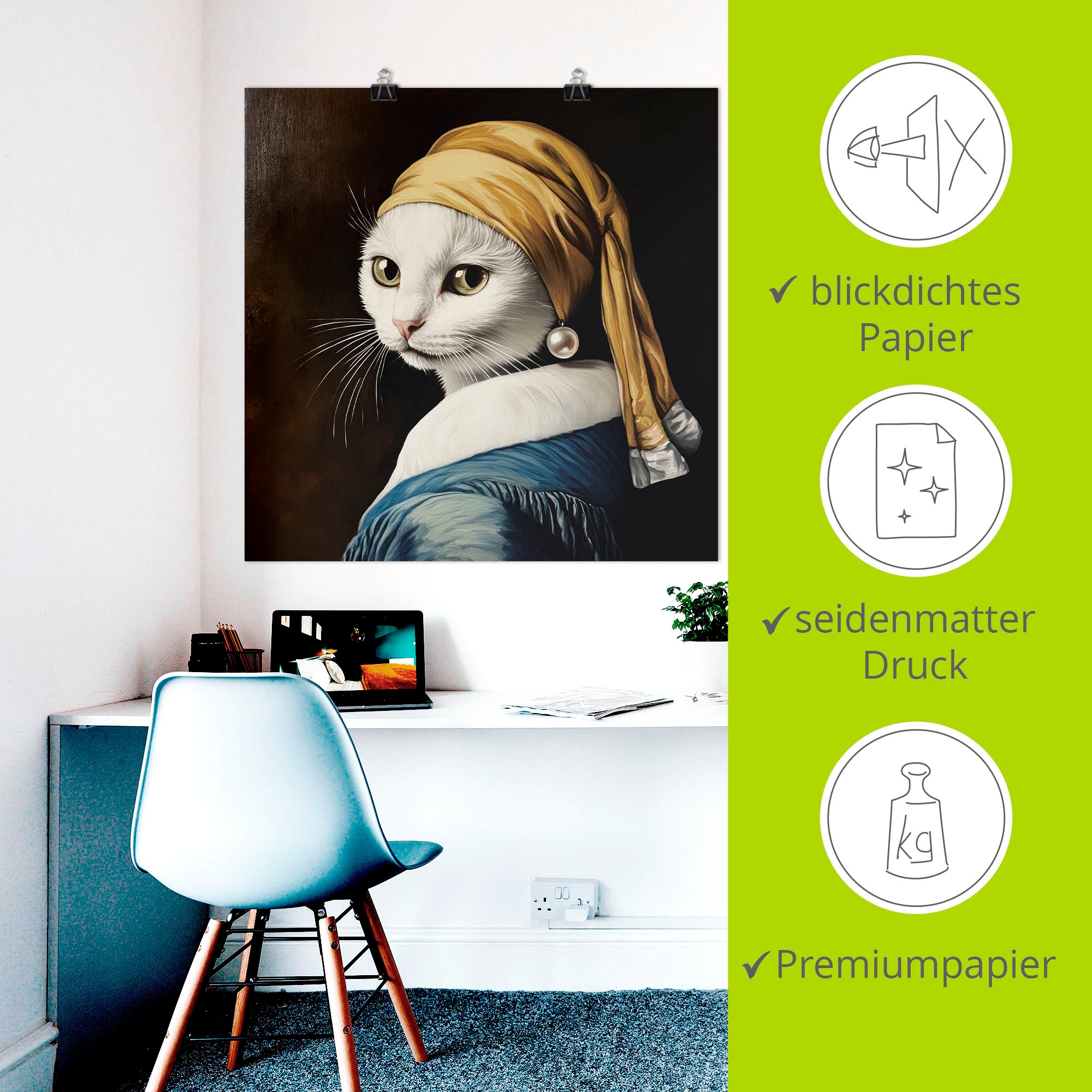 Artland Wandbild »Die Katze mit dem Perlenohrring« Animal Fantasy 1 Stk. tlg. als Alubild, Leinwandbild, Poster, Wandaufkleber in verschied. Grössen