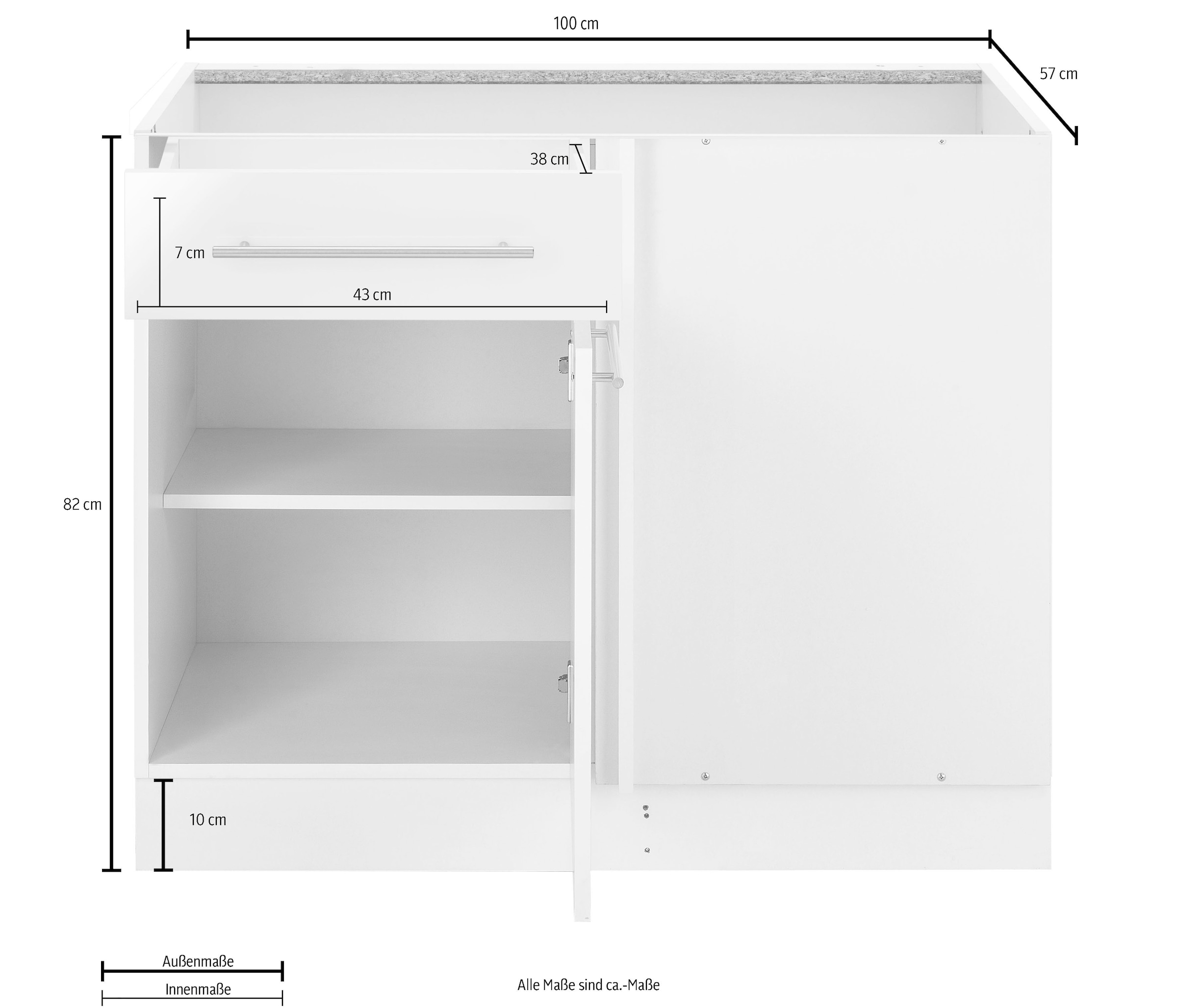 wiho Küchen Eckunterschrank »Flexi2«, Breite 100 cm, Planungsmass 110 cm,  ohne Arbeitsplatte versandkostenfrei auf