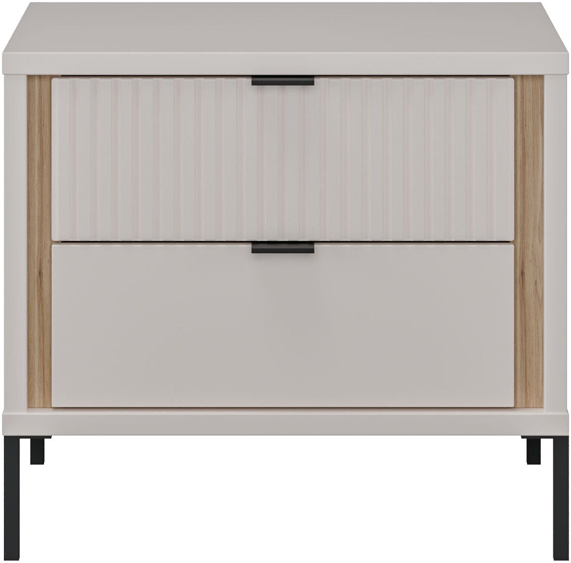 Image of FORTE Nachtkommode "Forte Seravel Nako, Elegantes Nako, Schubkästen mit Vollauszug" B/H/T 54,4/48,8/41,5 cm, Metallfüsse schwarz