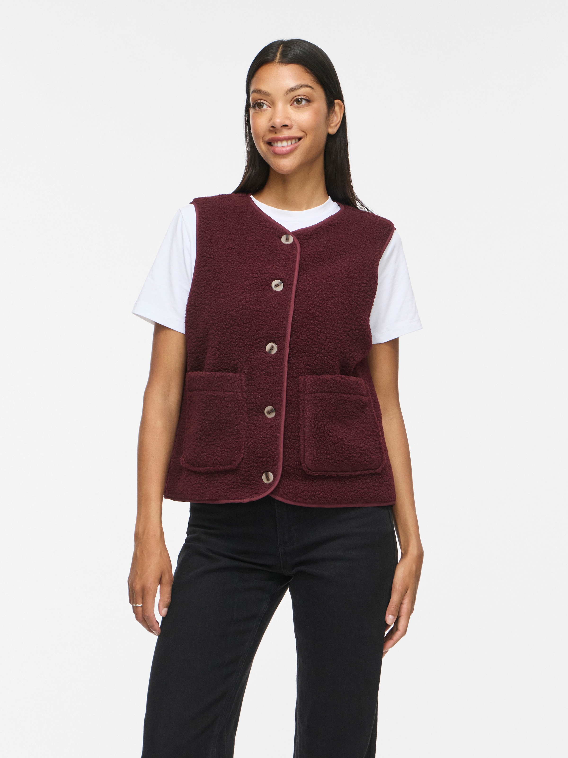 Image of Vila Plüschweste "VIADA TEDDY WAISTCOAT - NOOS" Plüsch, Kunstfaser, regular fit