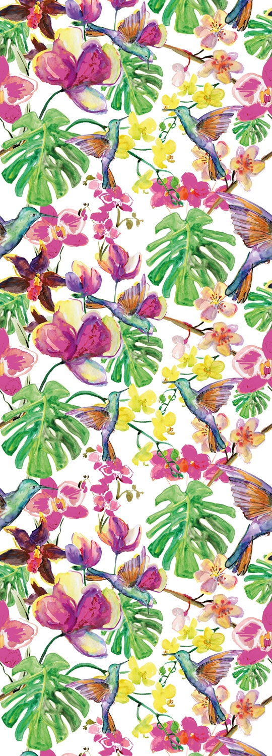 Image of queence Vinyltapete "Ike" Motiv bedruckt botanisch floral gemustert natürlich glatt 90x250cm, selbstklebend, kinderleichte Anbringung, Sticker