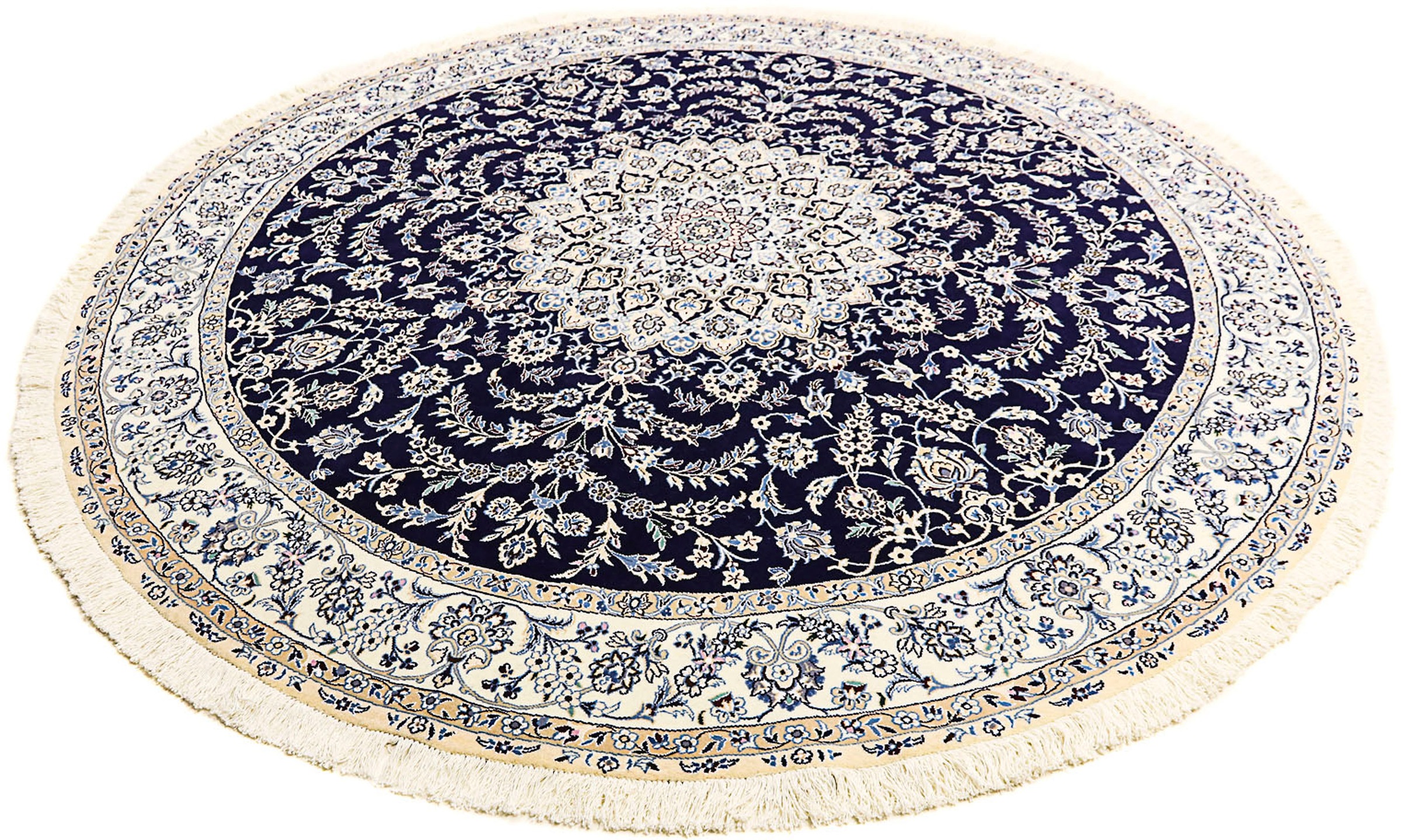 Image of morgenland Orientteppich »Perser - Nain - Royal rund - 260 x 260 cm - dunkelblau«, rund, 10 mm Höhe, Wohnzimmer, Handgeknüpft, Einzelstück mit Zertifikat bei Ackermann Versand Schweiz