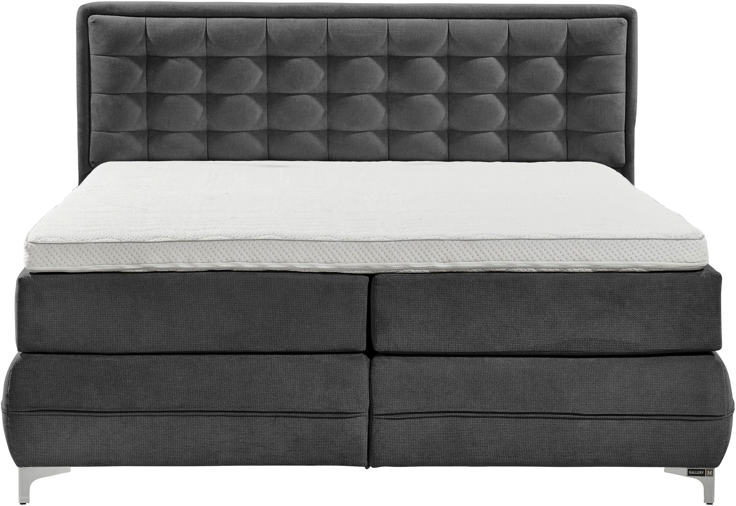 Musterring Boxspringbett »Dubai« Winkelfuss in Chrom, 3 Härtegrade, Kopfteil in Kassettensteppung