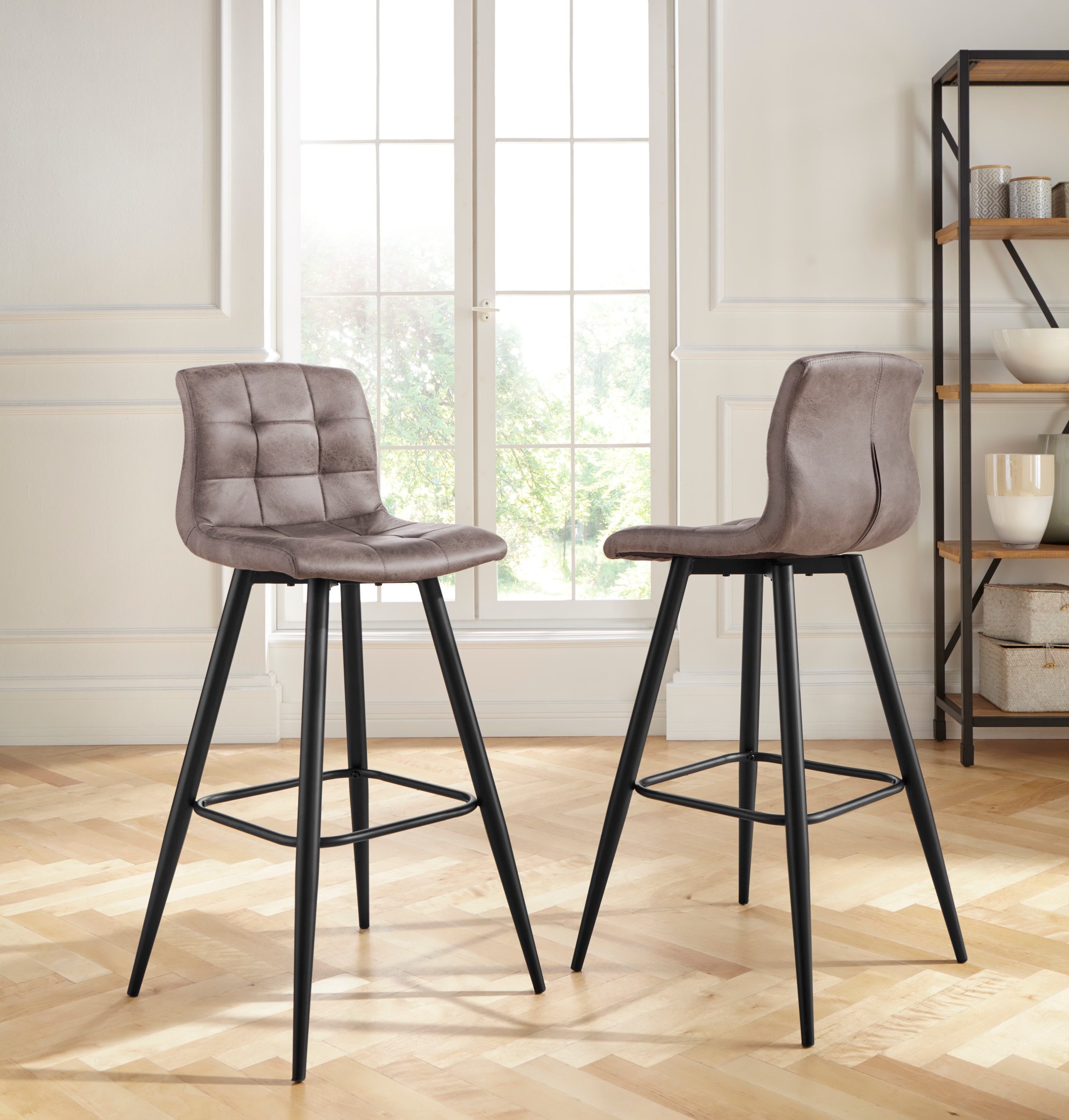 Image of Homexperts Barhocker »Sarah«, (Set, 2er),Bezug in Microfaser Vintage oder Webstoff, mit Fussreling bei Ackermann Versand Schweiz