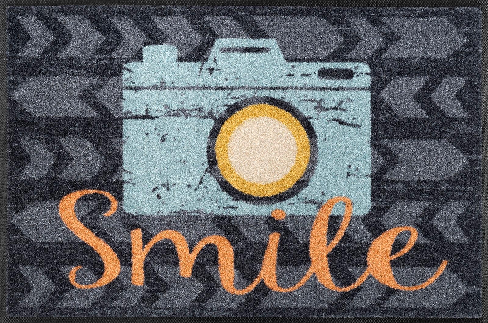 Image of wash+dry by Kleen-Tex Fussmatte »Smile«, rechteckig, 7 mm Höhe, Schmutzfangmatte, mit Spruch, In- und Outdoor geeignet, waschbar bei Ackermann Versand Schweiz