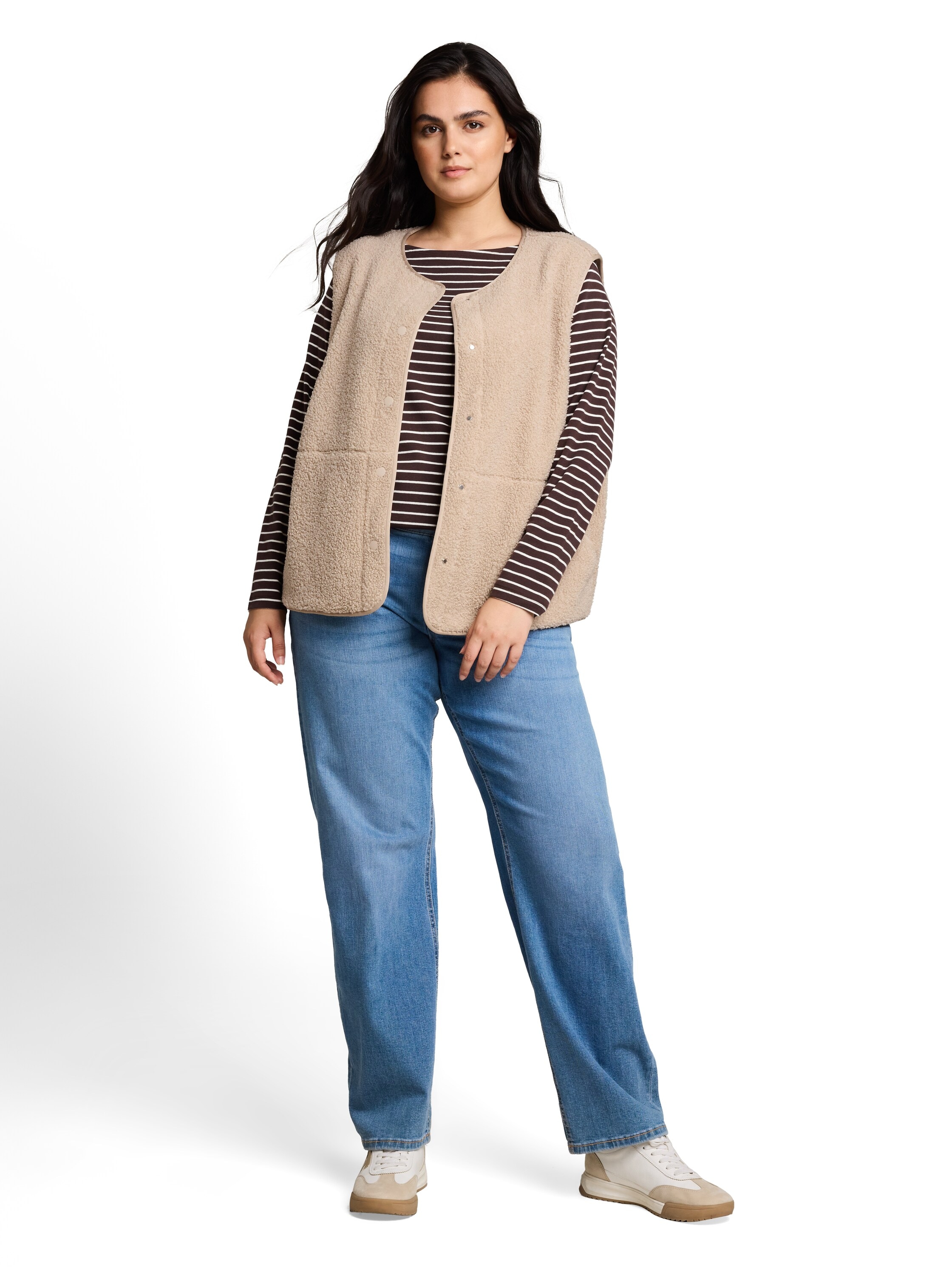 TOM TAILOR PLUS Gilet polaire »TTP Sweatshirt« avec boutons-pression / grandes tailles