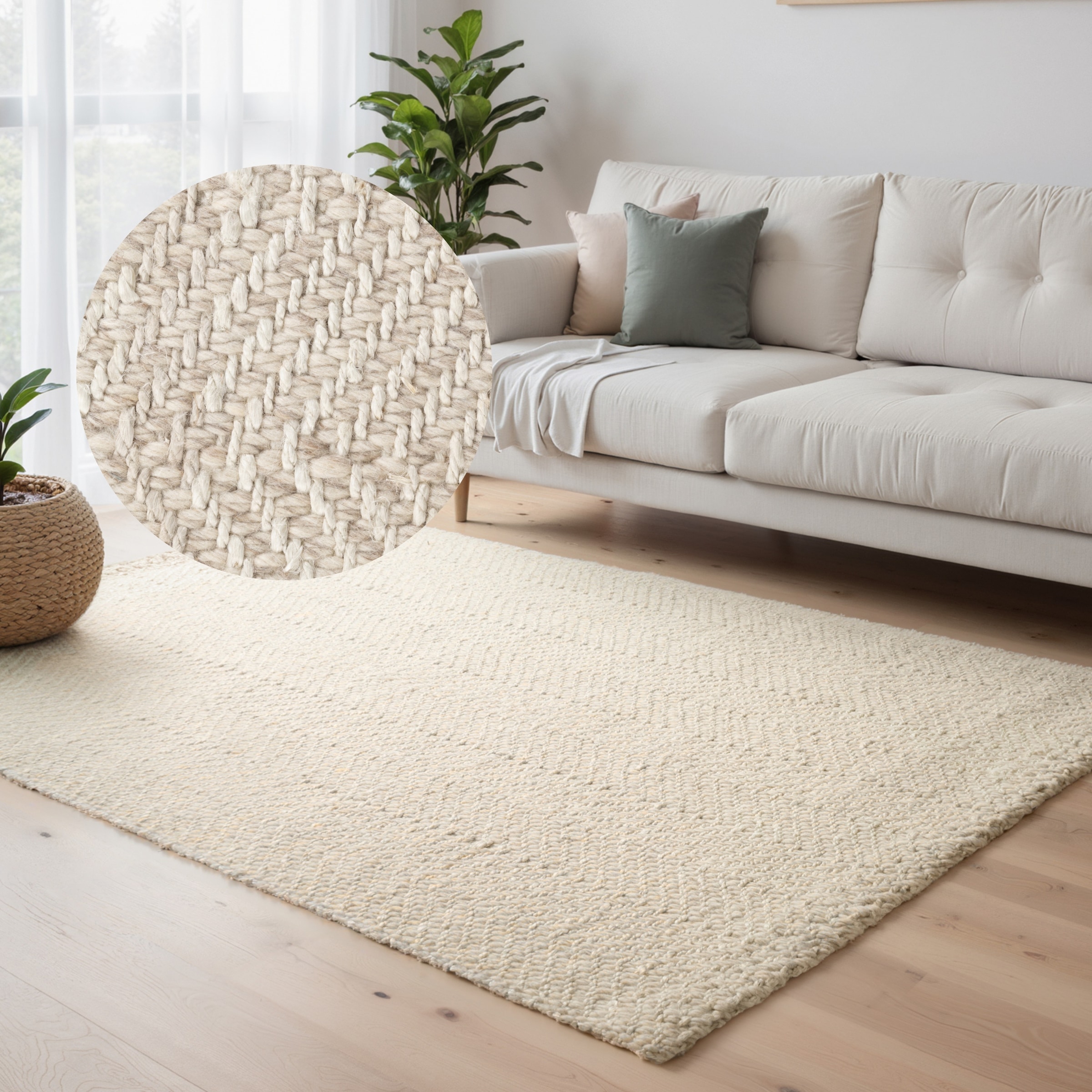 Image of ELLE DECORATION Wollteppich "Majoli, auch als Läufer" rechteckig 10 mm Höhe Herringbone, Wolle, Jute, Natur, Wohnzimmer, Schlafzimmer, Boho,Skandi