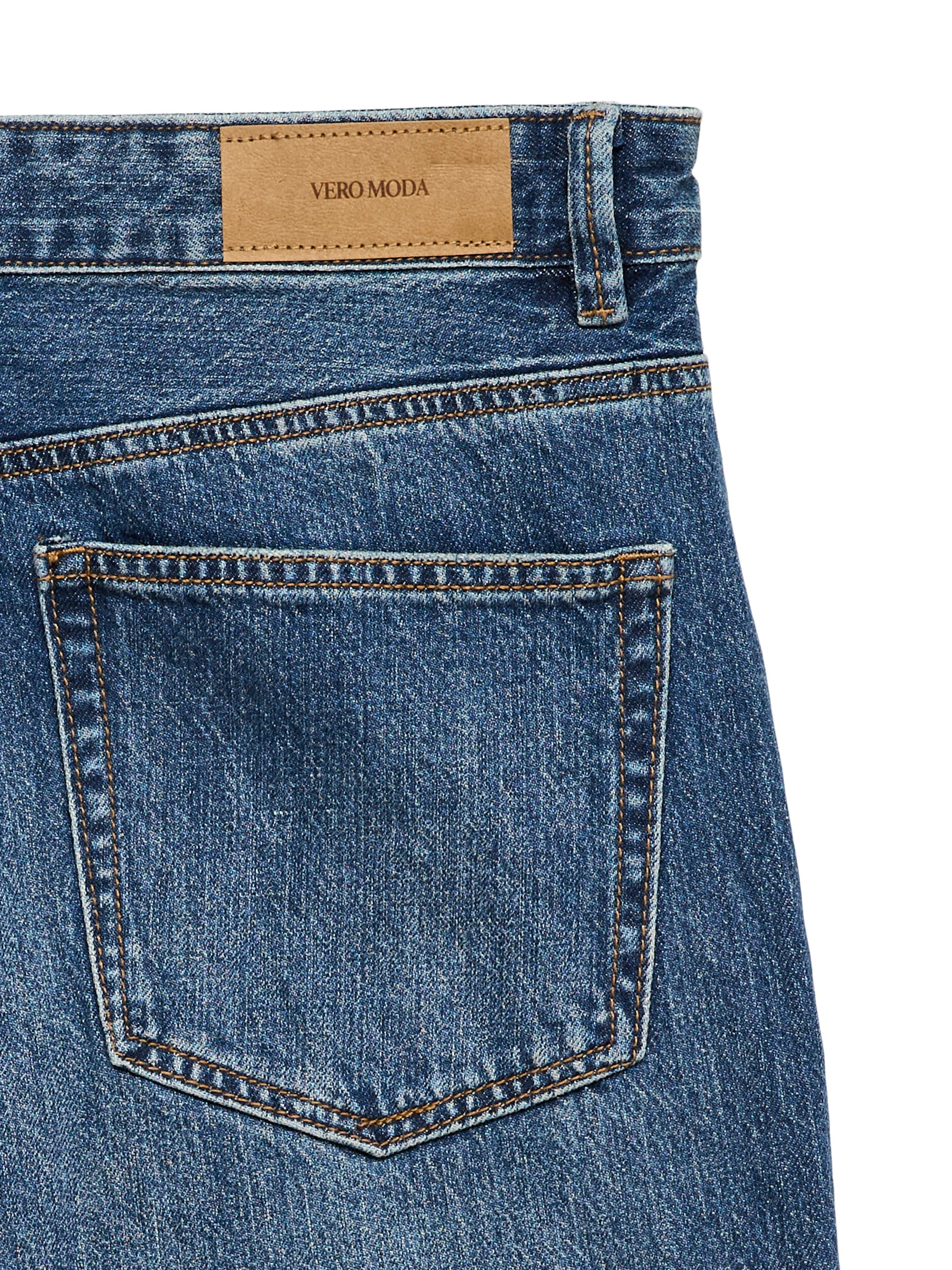 Vero Moda Straight-Jeans »VMCOLINE MR STRA. FOLD UP DNM JNS LI3204« Baumwollmischung, oversize, sanft gewaschener dunkler Denim-Look