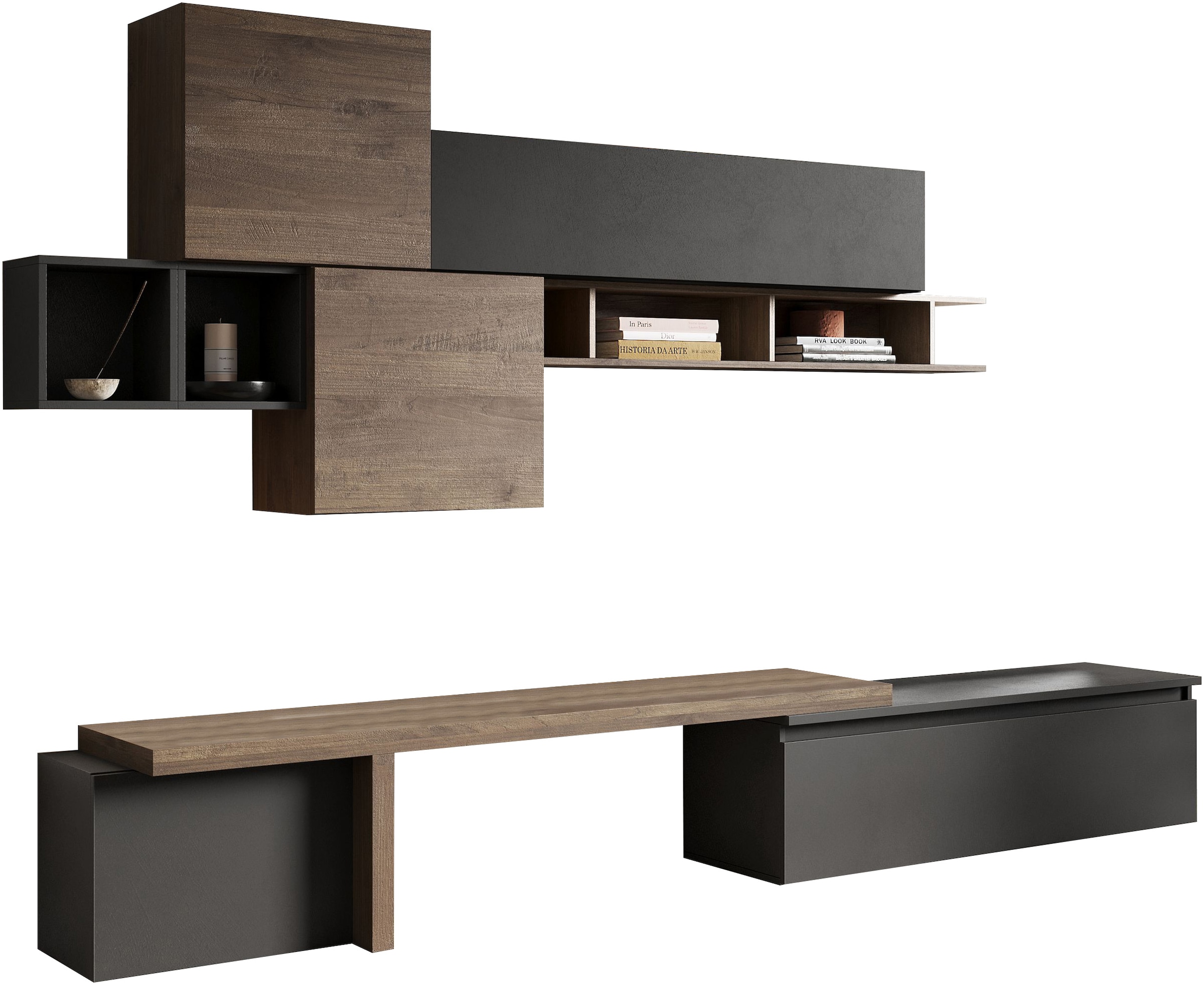 INOSIGN Wohnwand »Infinity, 8tlg. Breite 330 cm, Höhe variabel (Lowboard, T-Boden,«