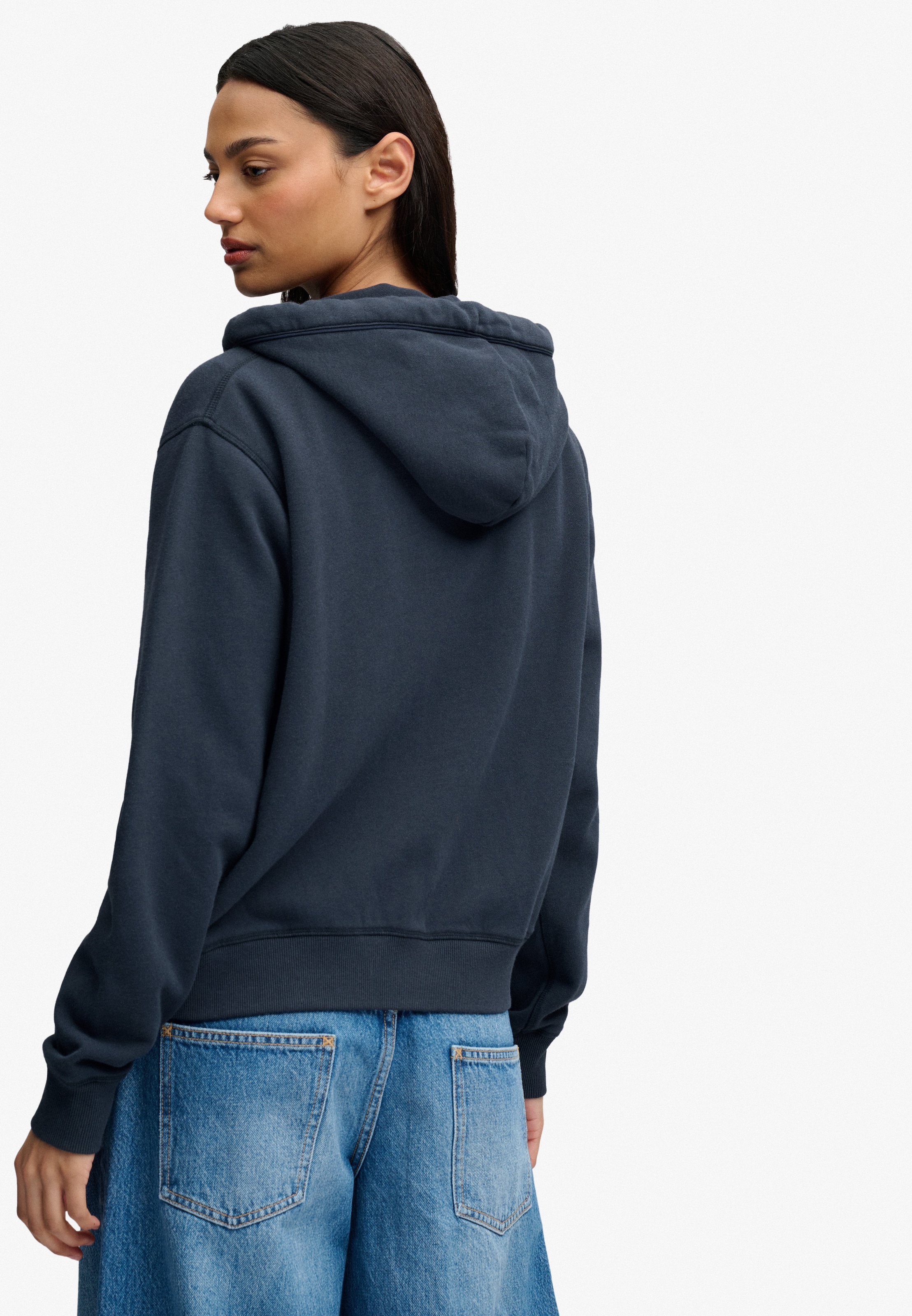 Superdry Kapuzensweatjacke »ATH ESS RELAXED CROP ZIPHOOD« Baumwollmischung