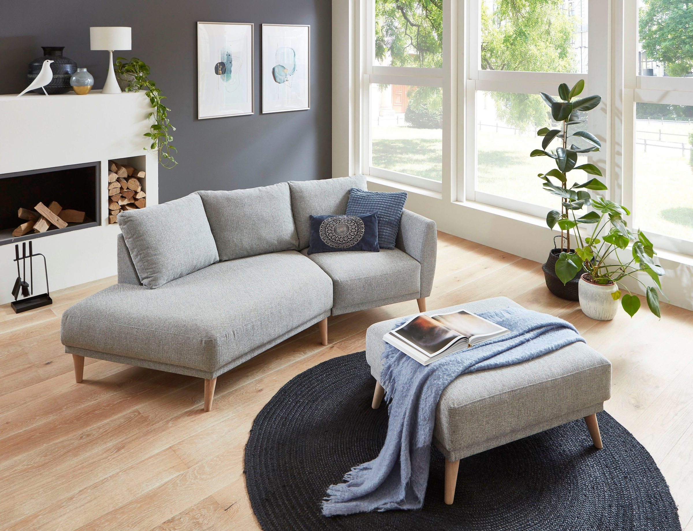 ATLANTIC home collection 2,5-Sitzer »Elvis« Polsterecke mit offenem Ende im skandinavischen Stil, Massivholzfüsse