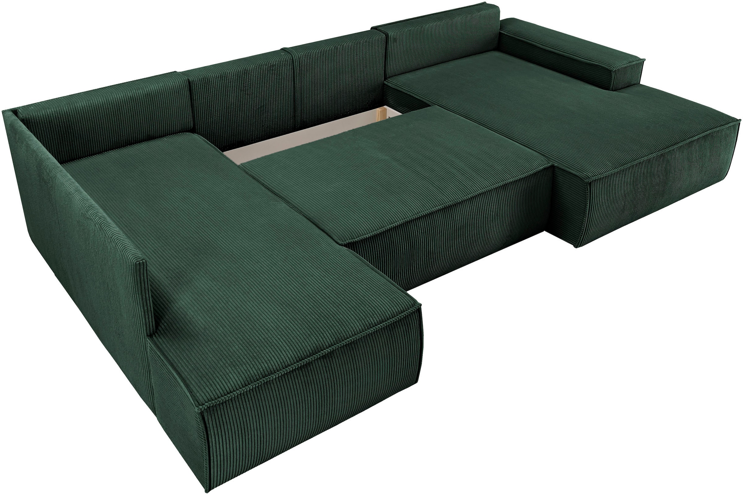 Home affaire Wohnlandschaft »SHERWOOD XXL 329 cm, U-Form, Schlafsofa,«, Schlaffunktion m. Bettkasten (194x139 cm), Cord, Vintage, Samtvelours