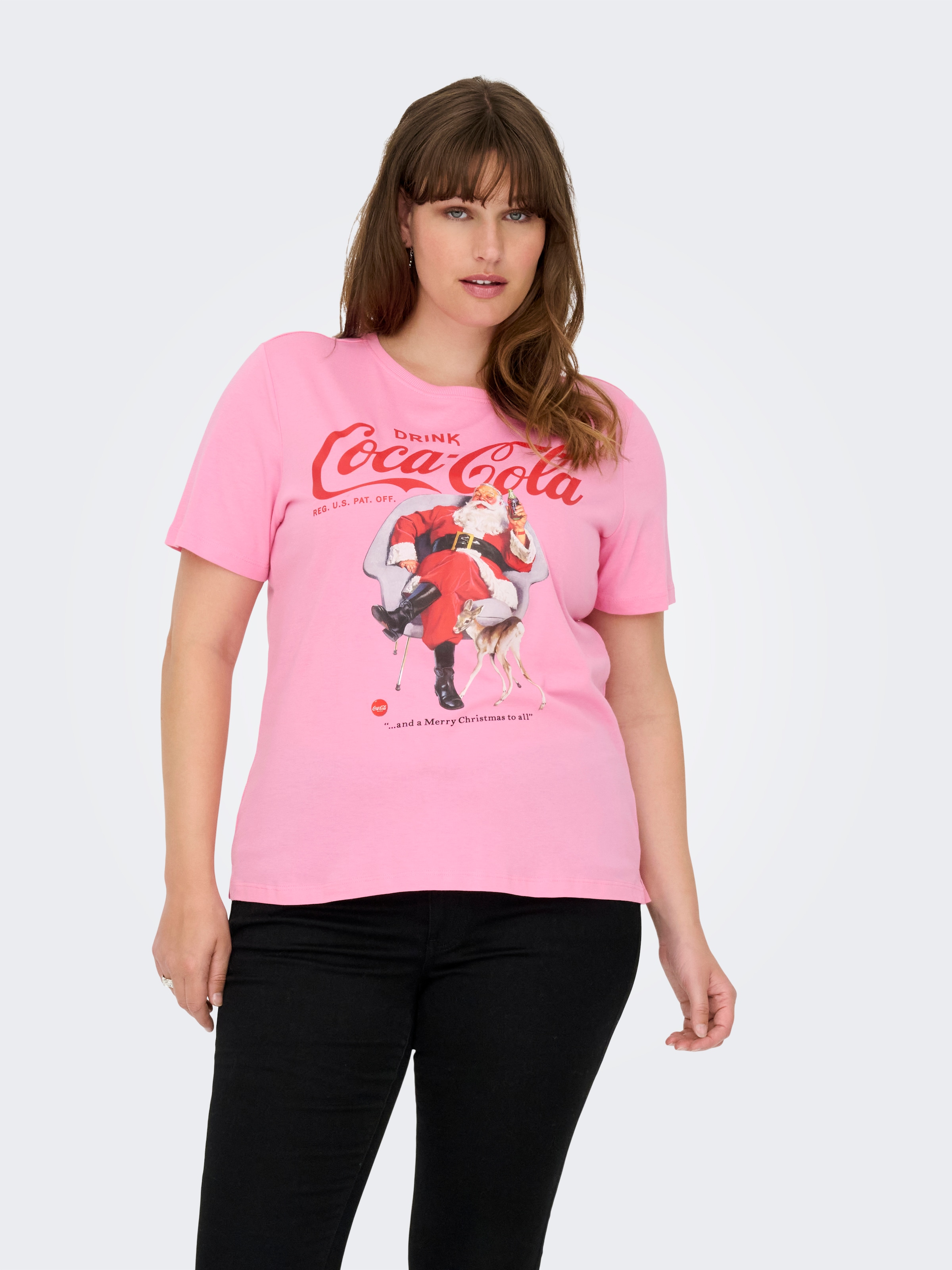 ONLY CARMAKOMA Kurzarmshirt »CARCOCA COLA XMAS LIFE S/S TOP JRS«