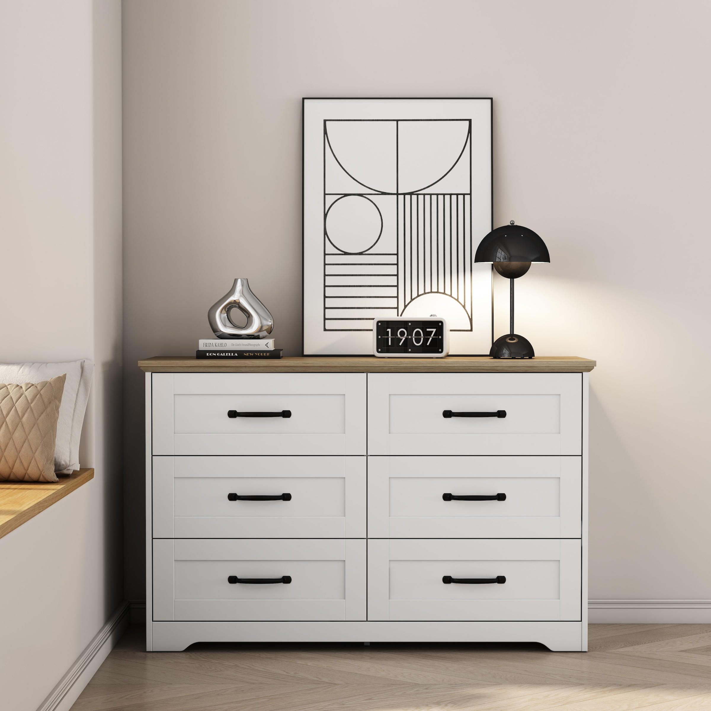 GOODproduct Schubkastenkommode »Emmilia Sideboard Schubladenschrank Wäscheschrank im Landhaus Design« Scandi Design mit 6 Schubladen für viel Stauraum im Schlafzimmer,  Schrankkommode in hochwertiger Qualität