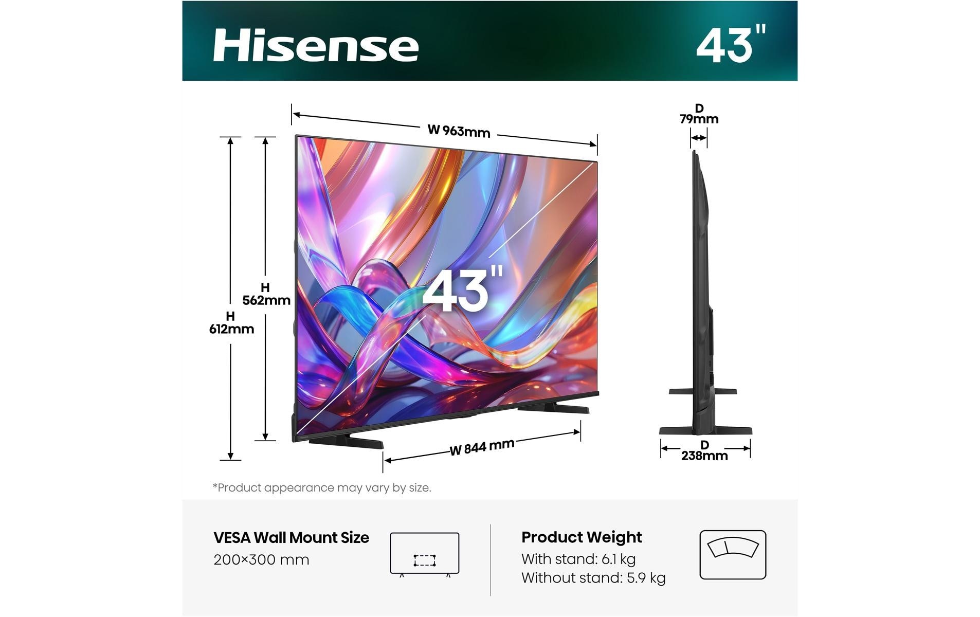 Hisense QLED-Fernseher »43E7S« 108 cm/43 ″ Smart-TV