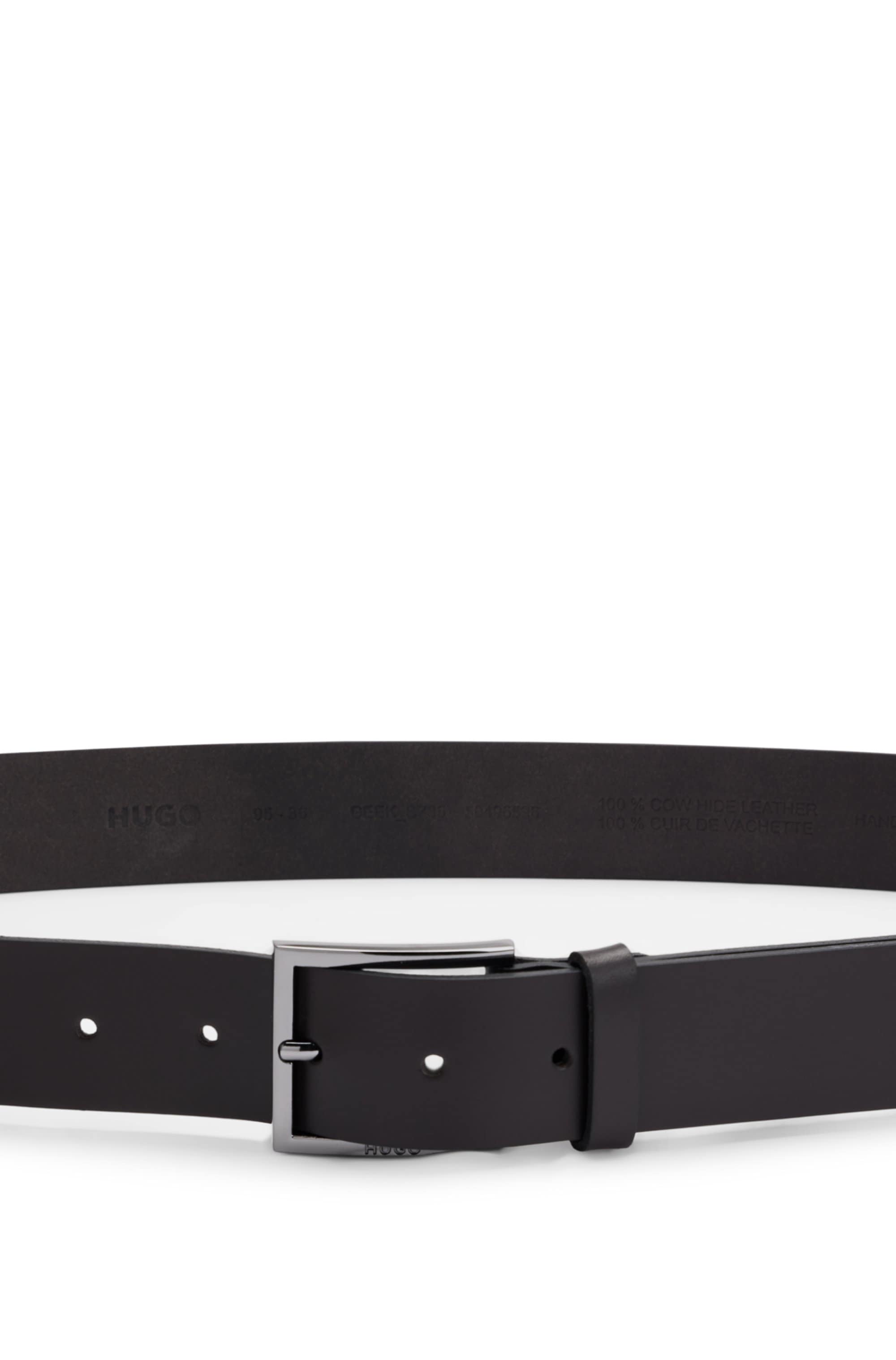HUGO Ceinture en cuir »Geek_Sz35« mit kontrastfarbenen Nähten und dezenter Metallschliesse