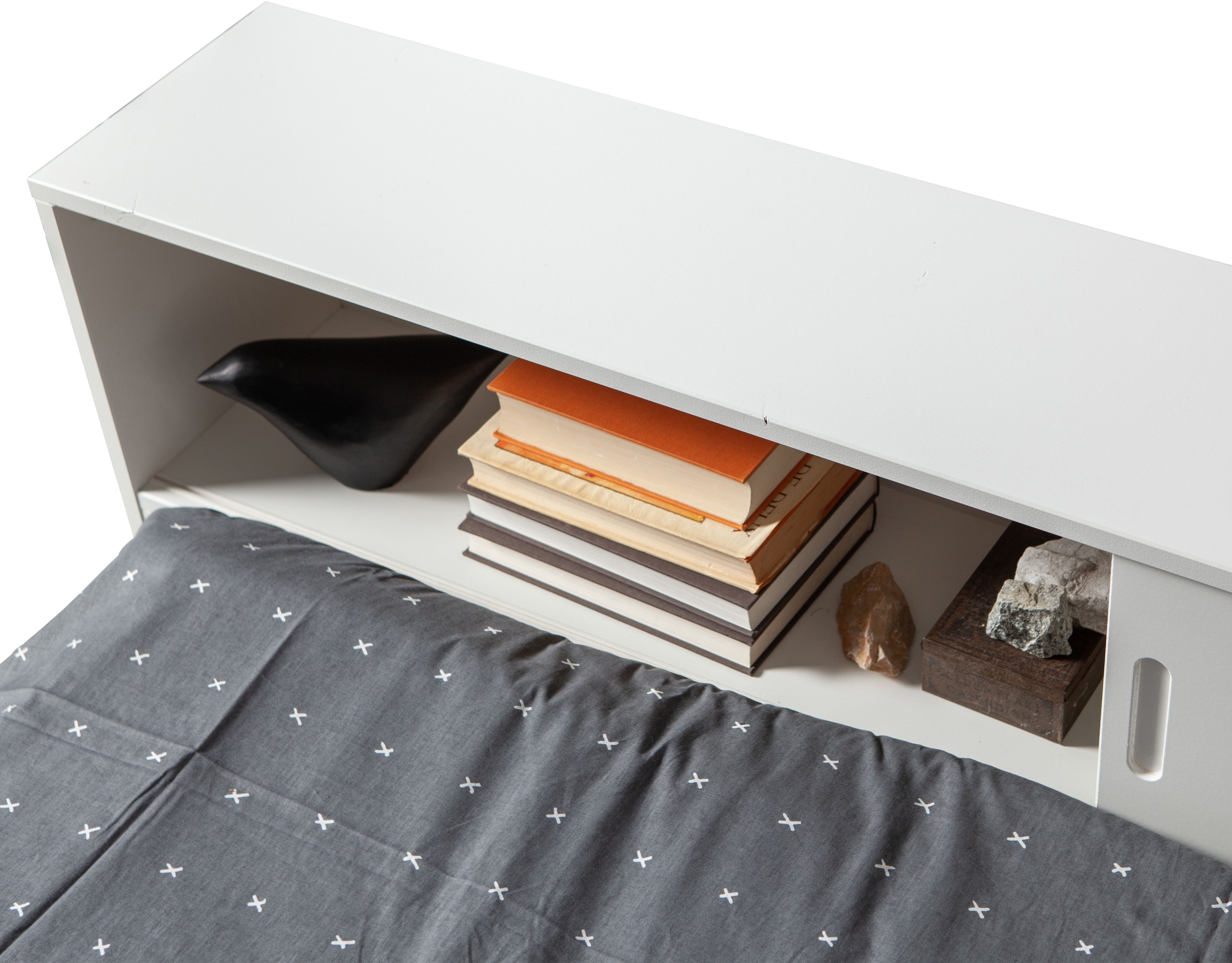 WOOOD Lit de rangement »Connect FSC®-Kiefernholz mit Schiebetür und Stauraum 213x118x60 cm« Facile à monter, dimension du matelas 90x200 cm, entretien facile