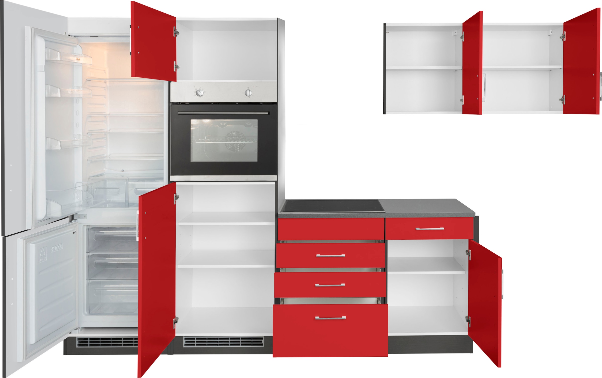 KOCHSTATION Kitchenette »KS-Paris â€“ Küchen mit einzigartigen Fotomotiven auf den Fronten« largeur réglable 290/220 cm, au choix avec appareils électriques et induction