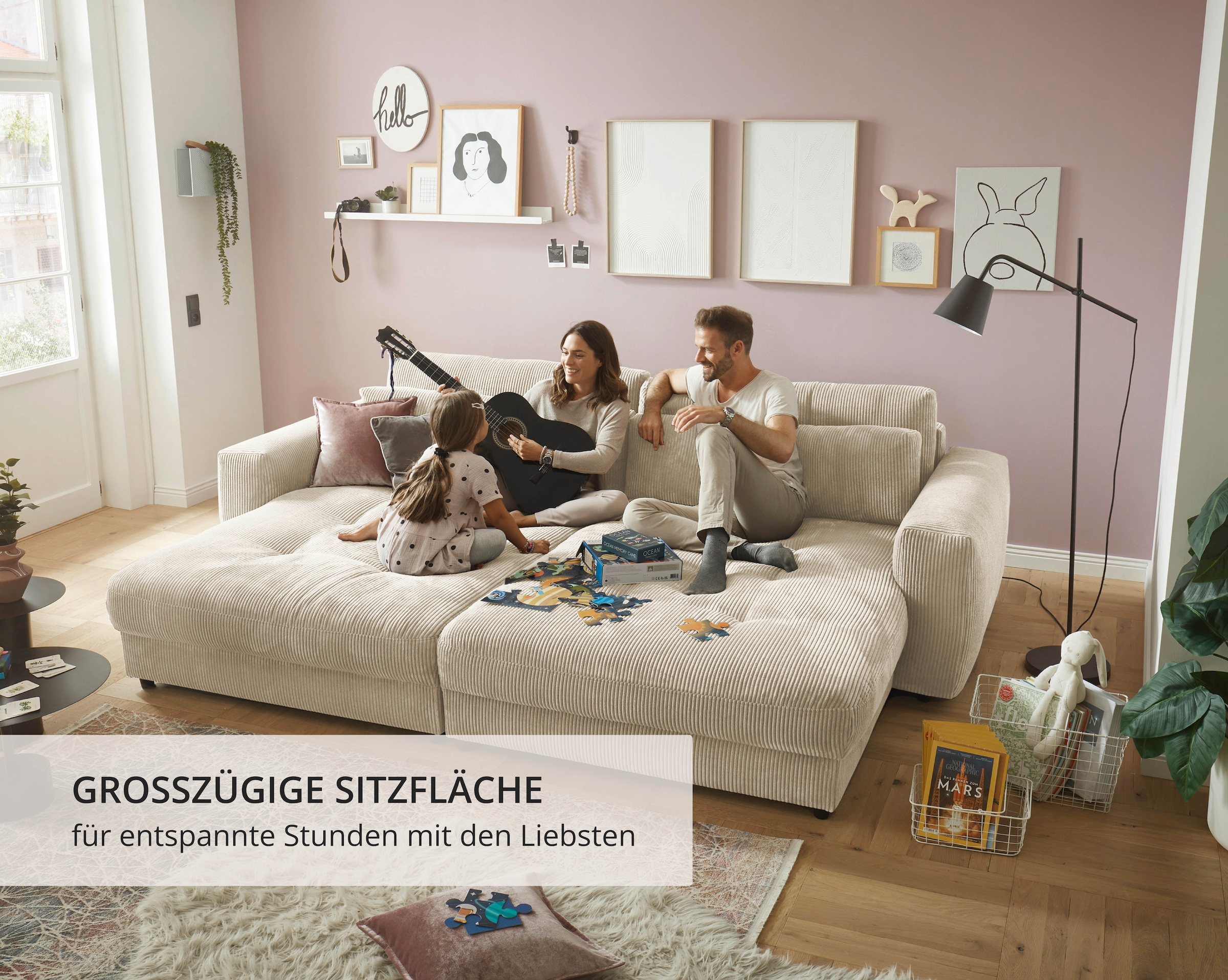 ED EXCITING DESIGN Canapé Big »Loveseat, 2-Sitzer, Barura, Breite 292« Big-Sofa mit 2 Nierenkissen