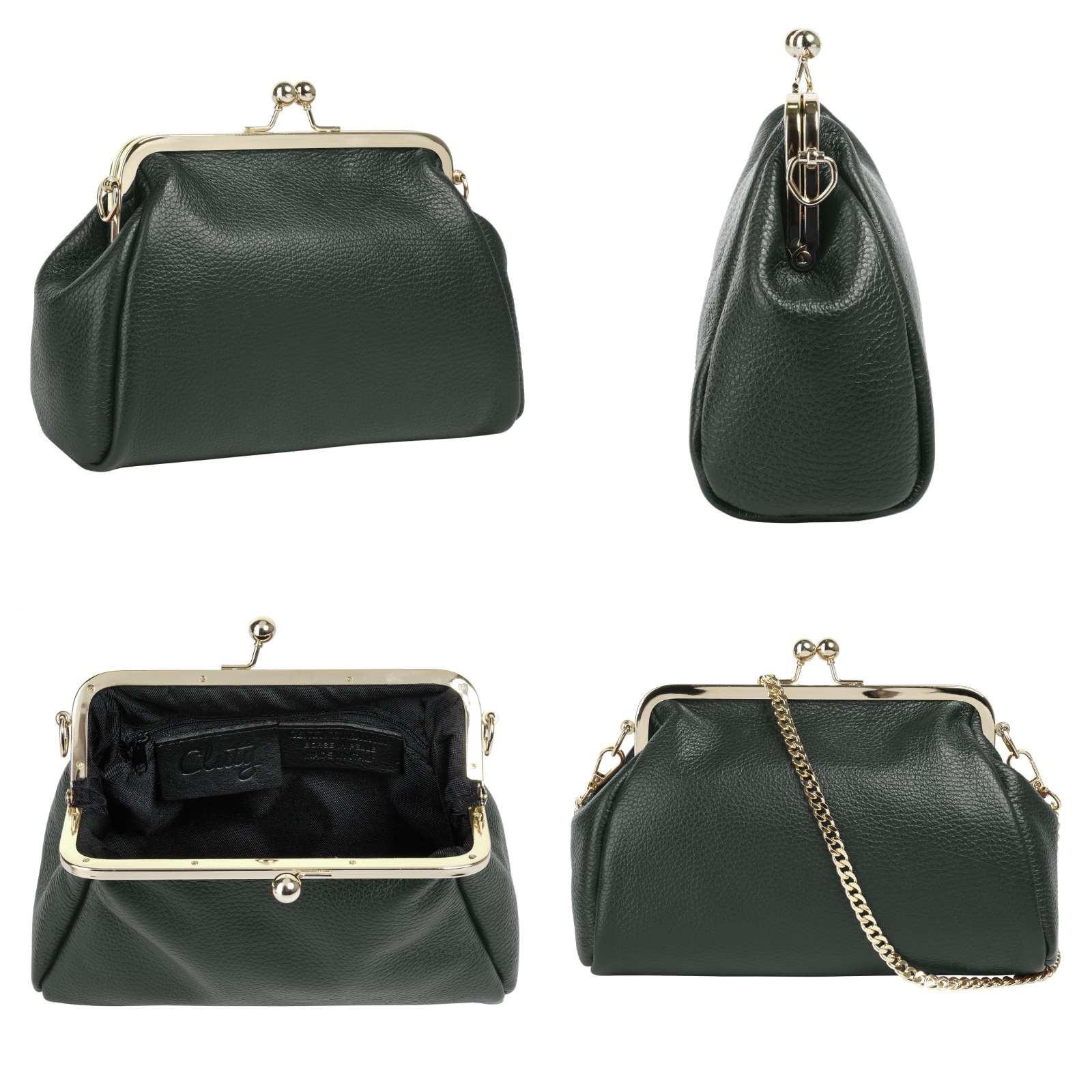 Cluty Abendtasche, echt Leder, Made in Italy