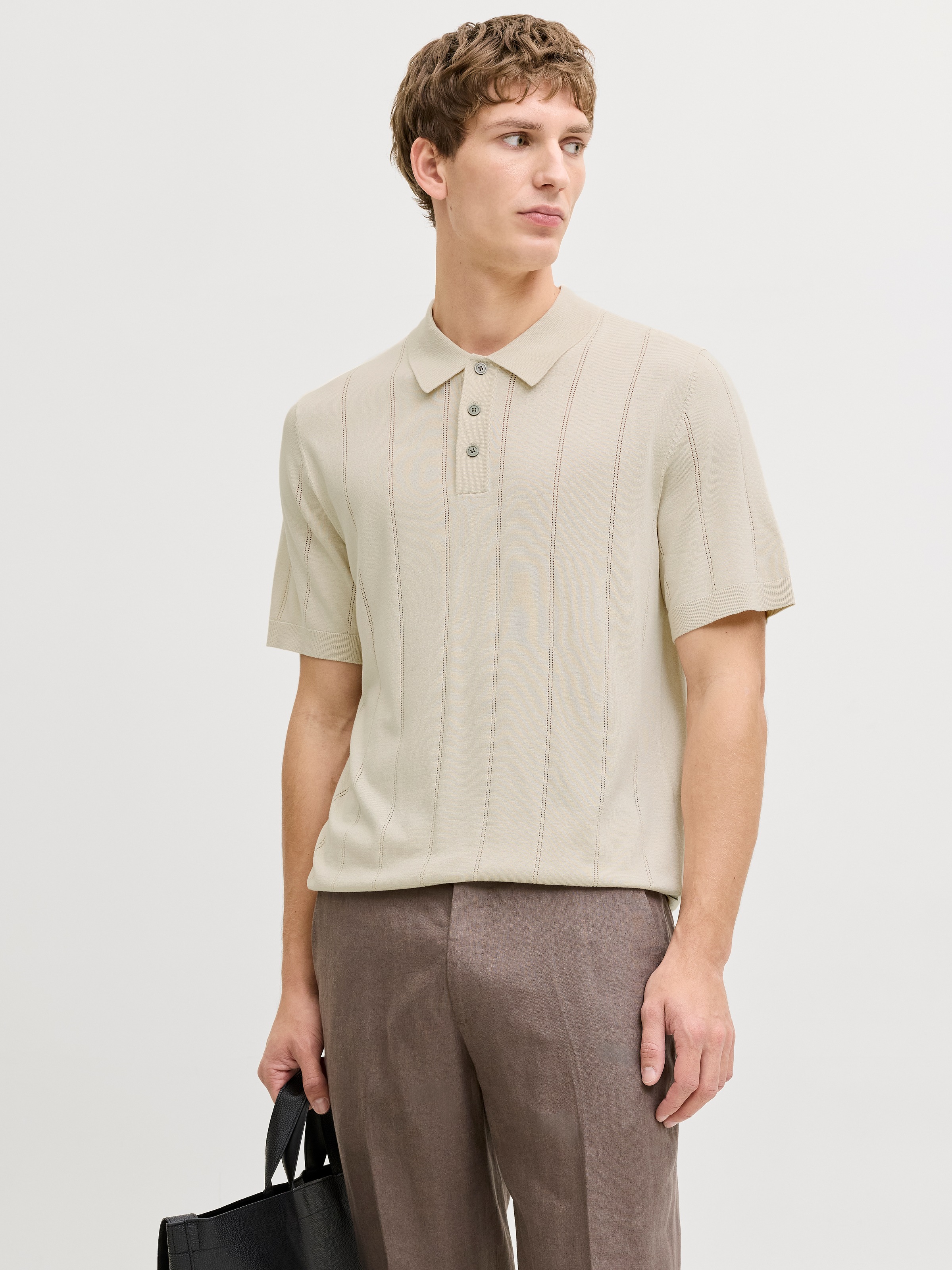 Image of Jack & Jones Polokragenpullover "JPRBLAWILLIAM STRUCTURE KNIT POLO SS SN" Viskosemischung, regular fit