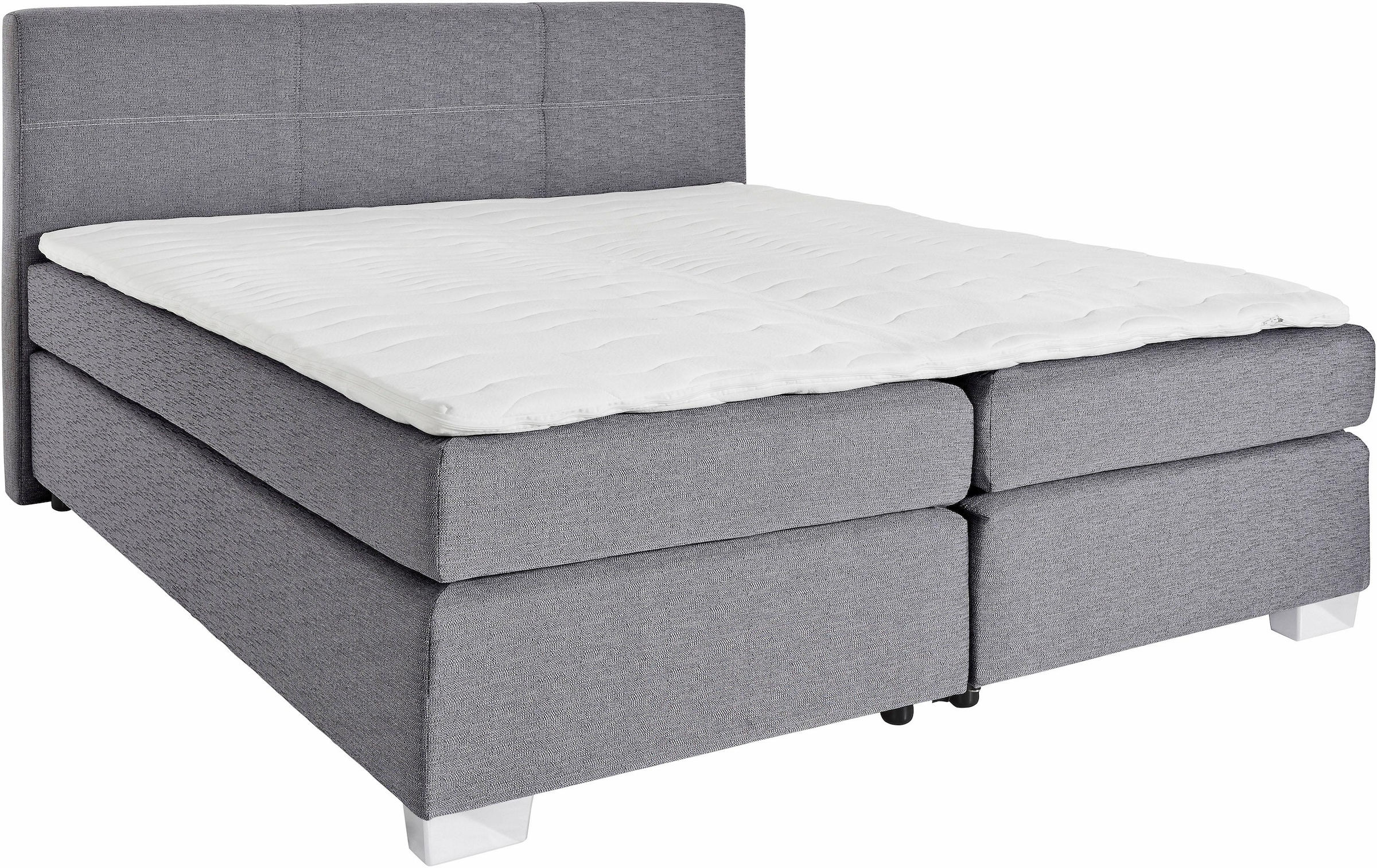 Jockenhöfer Gruppe Boxspringbett "EVITA inkl. Bonnell-Federkernmatratze H2" Inkl. Topper & Kissen, Kunstleder/Strukturstoff, 140/180 cm x 200 cm