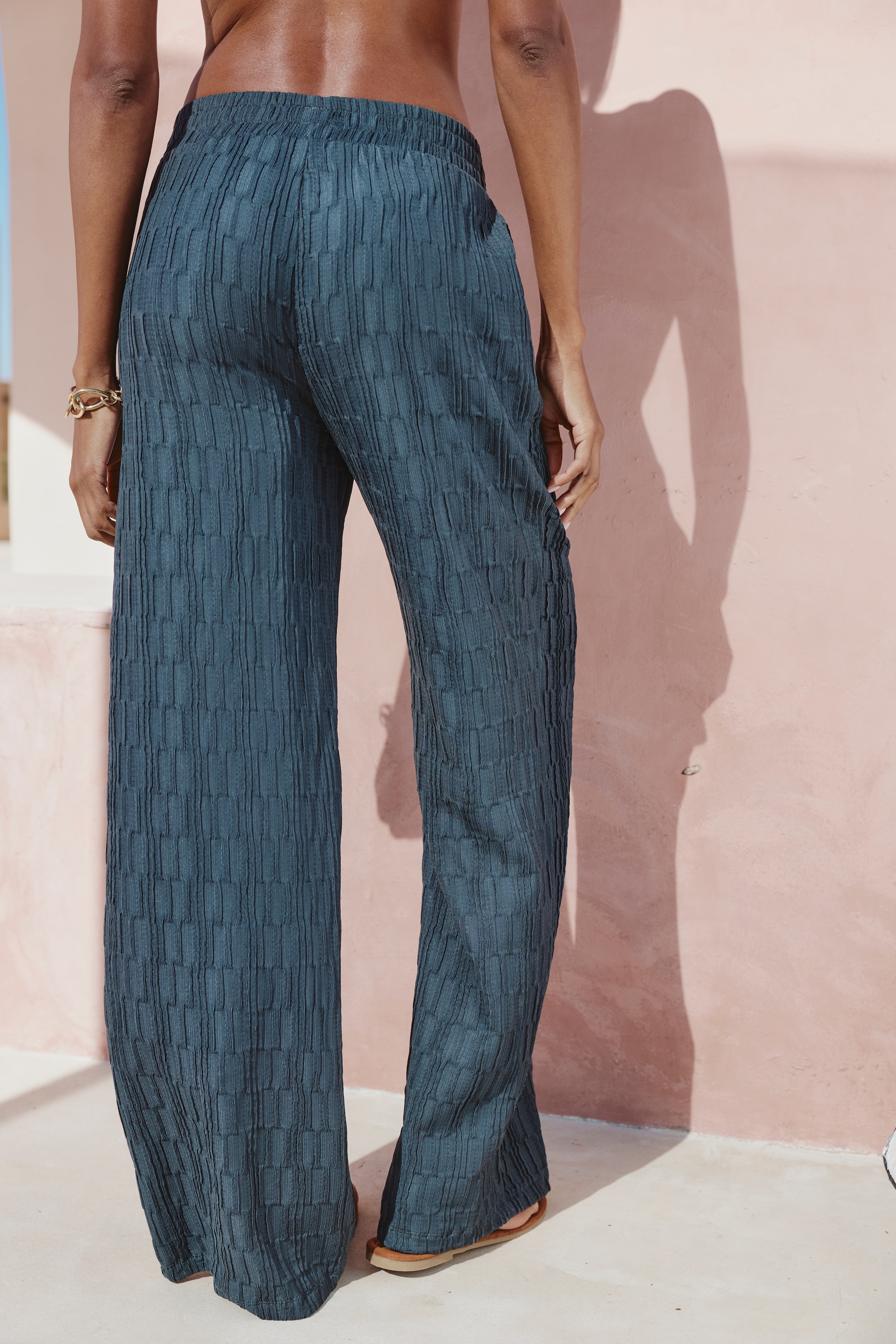 LASCANA Pantalon homewear »-Relaxhose«  coupe large, design en structure nid d'abeille