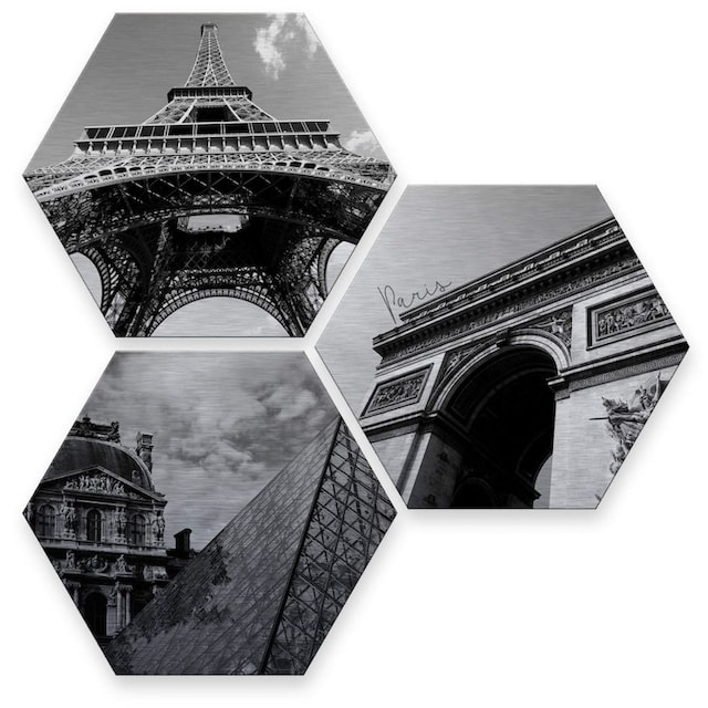 Wall-Art Mehrteilige Bilder »Silberfarbeneffekt Impression of Paris«, (Set, 3  St.) günstig kaufen