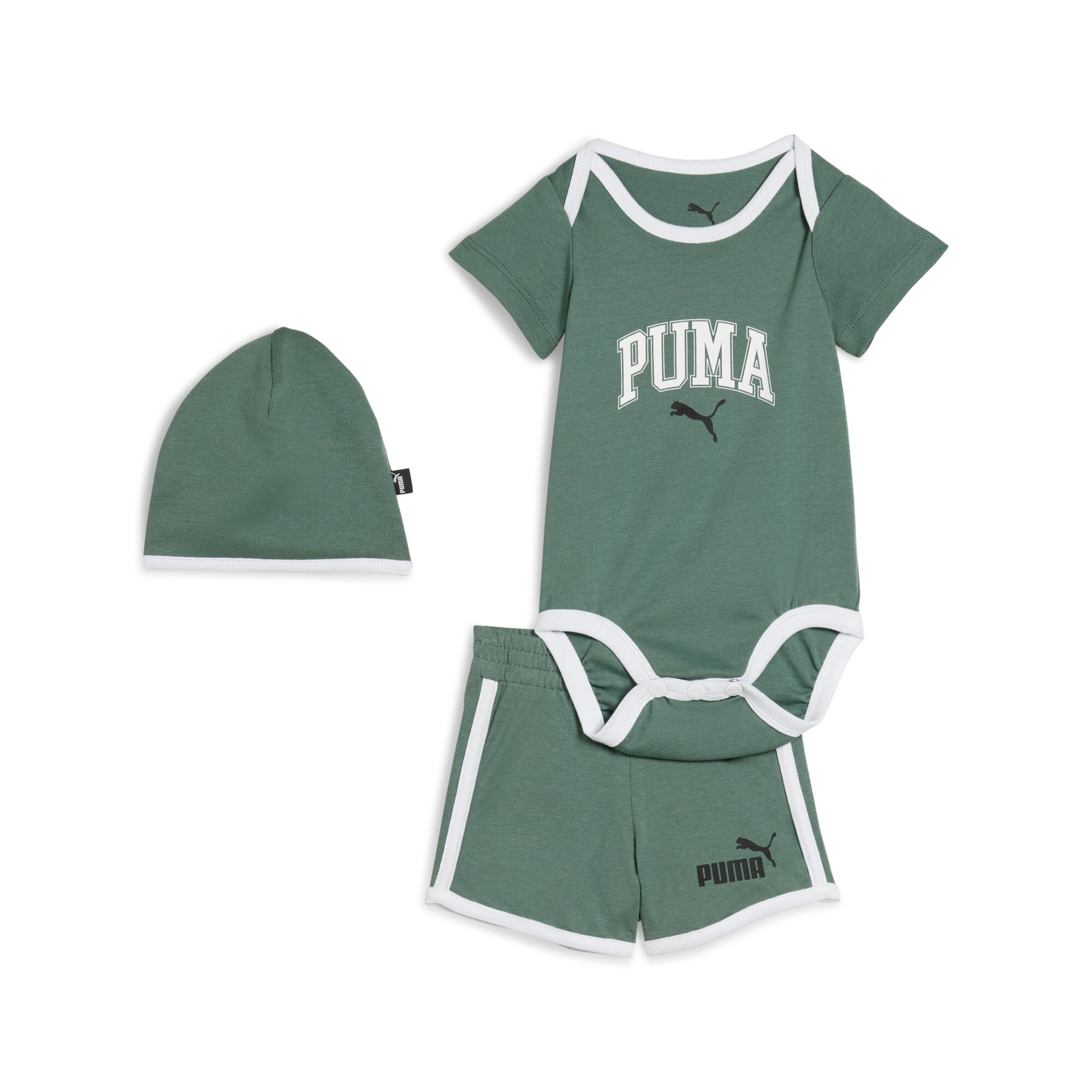 Image of PUMA Trainingsanzug "MINICATS CLASS BORN 3-PIECE SET INF" 2 Stk. 3-teiliges Set mit Body, Shorts und Accessoire, sportlicher Stil