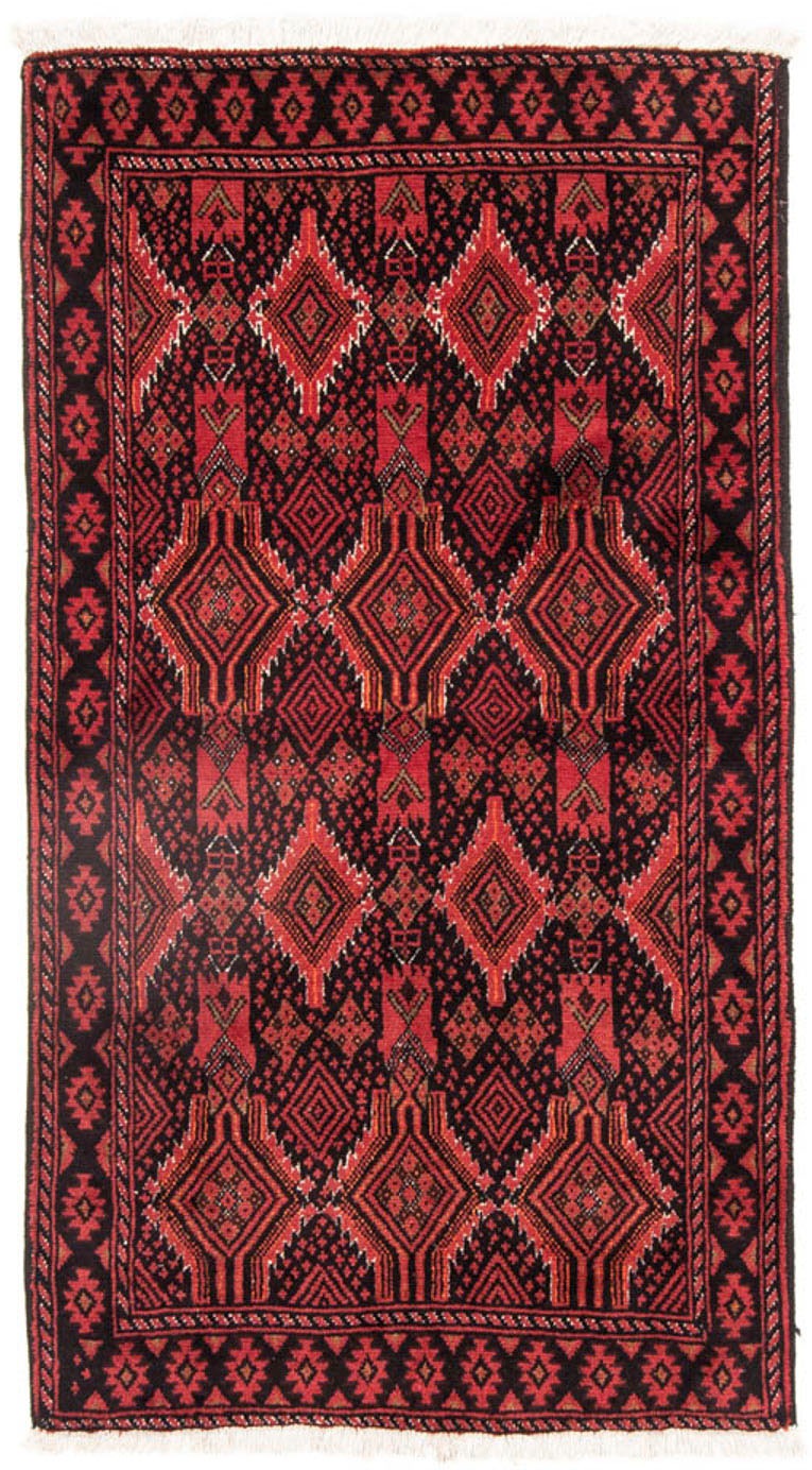 Image of morgenland Hochflor-Läufer »Belutsch Durchgemustert Rosso 189 x 104 cm«, rechteckig, 0,8 mm Höhe, Handgeknüpft bei Ackermann Versand Schweiz