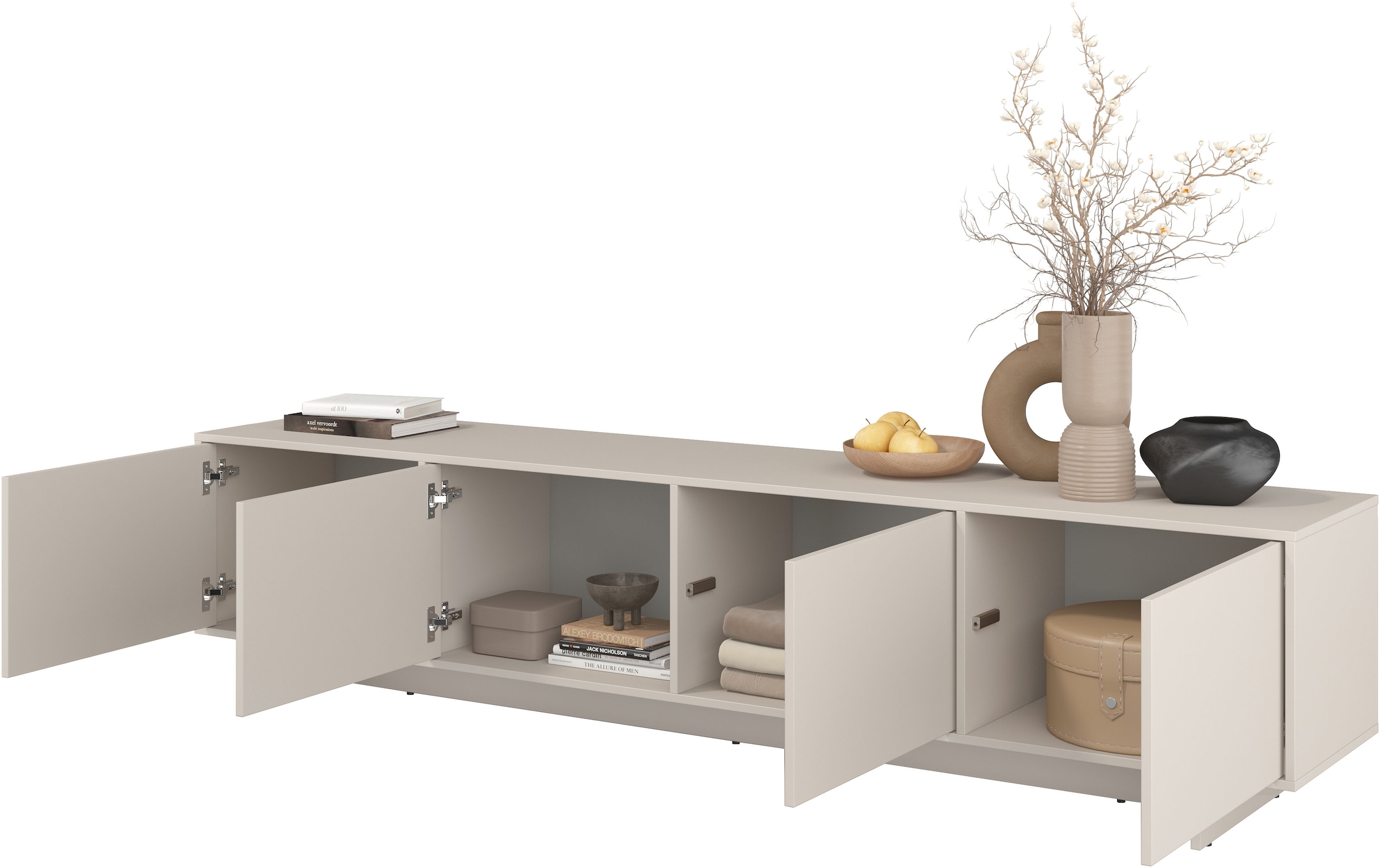 GOODproduct Table basse »Tatami, Modernes griffloses TV-Board, Breit 220,50cm, TV-Schrank« meuble TV, meuble TV avec beaucoup de rangement, fonction push-to-open