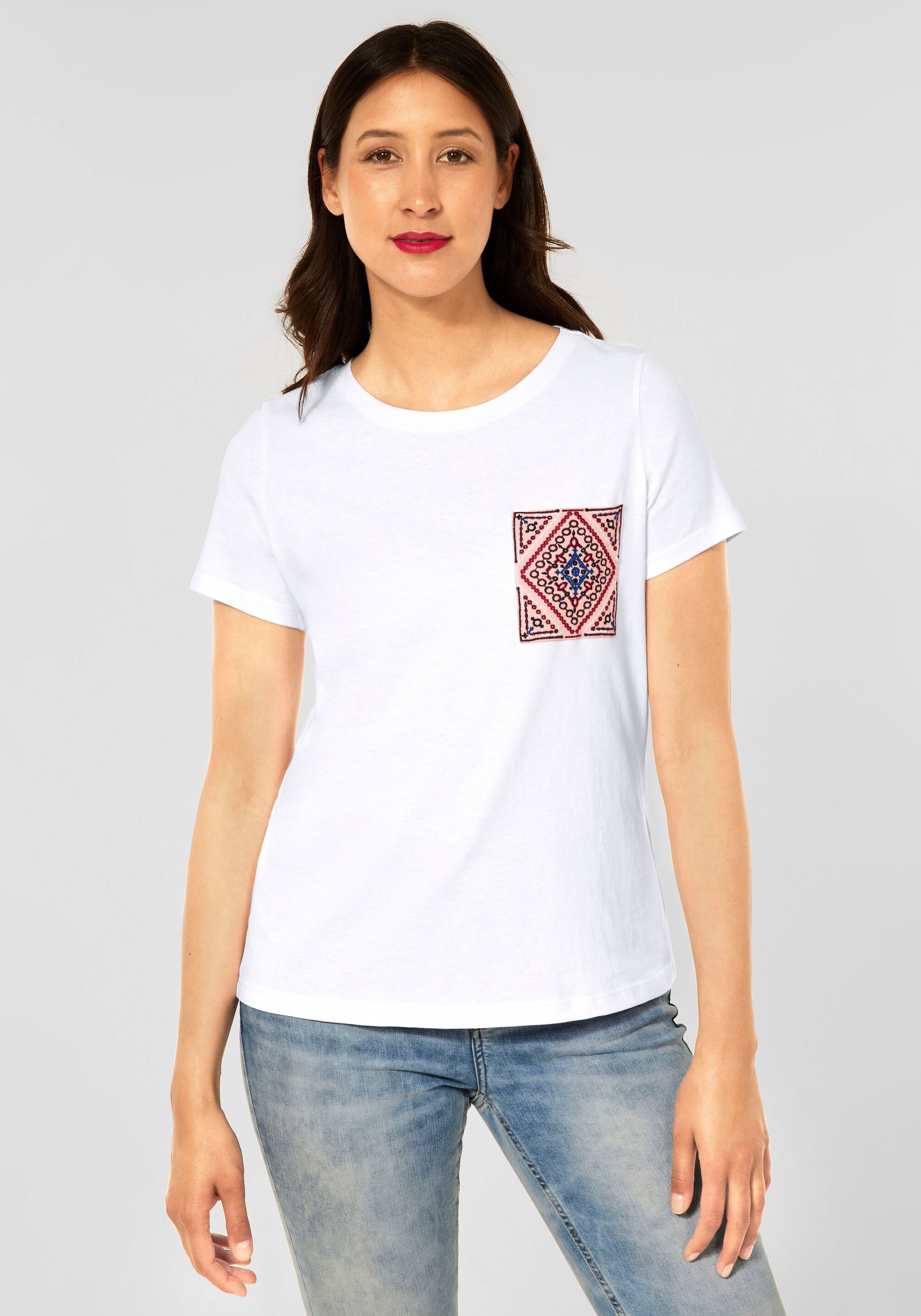 Image of STREET ONE Kurzarmshirt, mit bestickter Brusttasche bei Ackermann Versand Schweiz