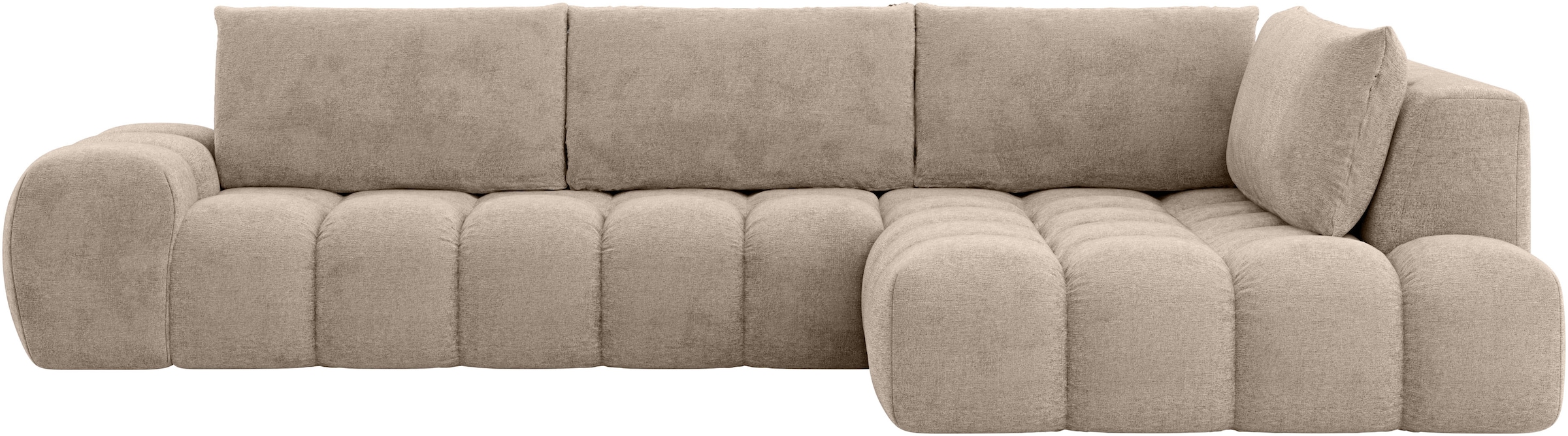 INOSIGN Canapé d'angle »AZITA Designsofa, elegant und bequem L-Form, Bubble-Optik« lose Rückenkissen, traumhafte Steppung, Masse B/T/H: 352/210/72 cm