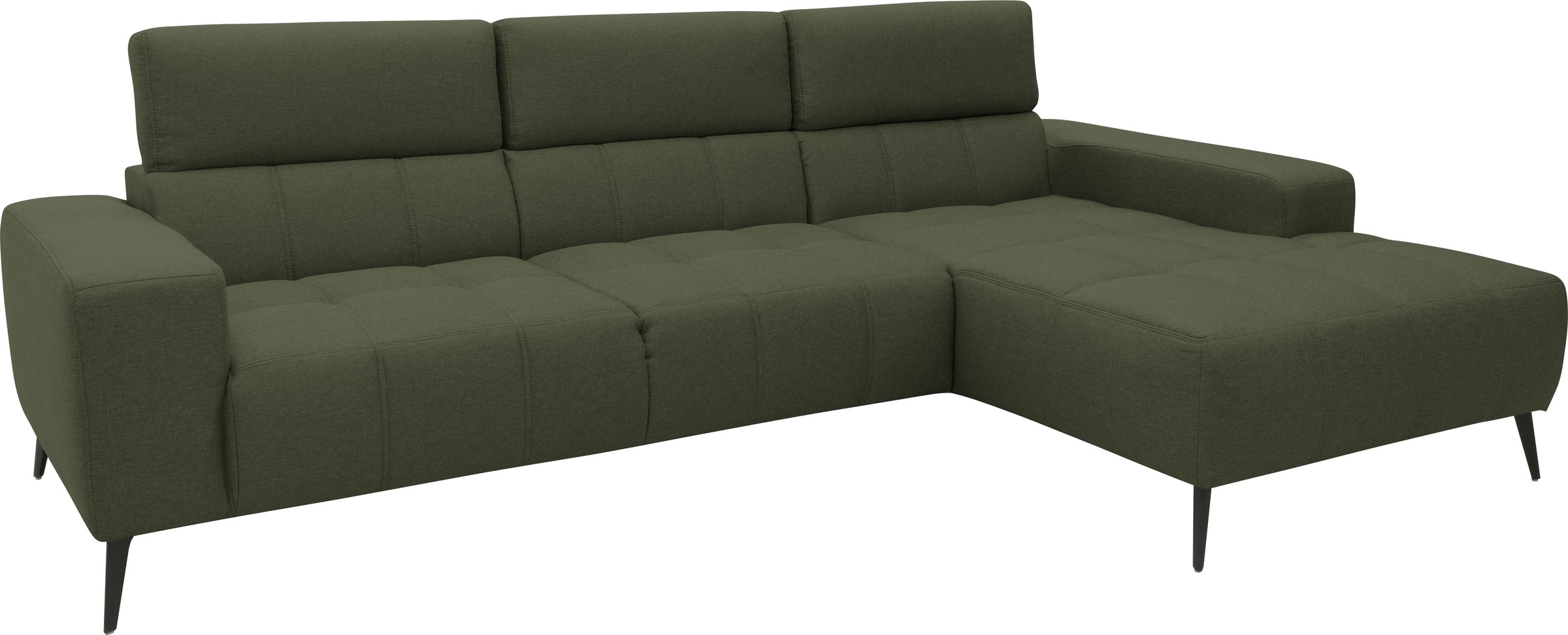 DOMO collection Ecksofa »Trento L-Form, mit Kufenfuss oder Einzelfuss«, wahlweise mit Kopfteilverstellung, Recamiere links/rechts bestellbar