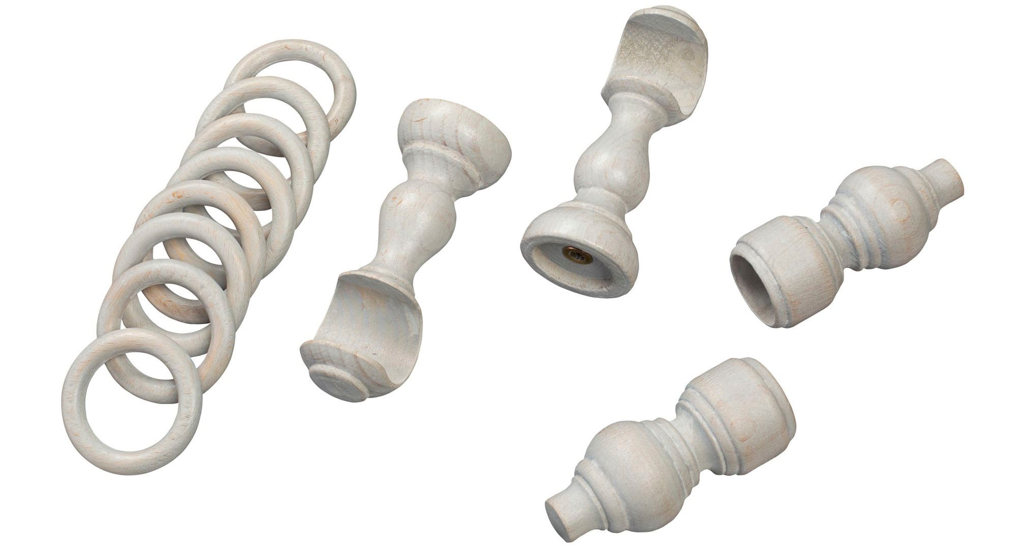 SN DECO GROUP Gardinenstange »Filigrano«, 1 läufig-läufig, Fixmass, 28 mm, Holz, verschiedene Längen und Farben, Komplettset