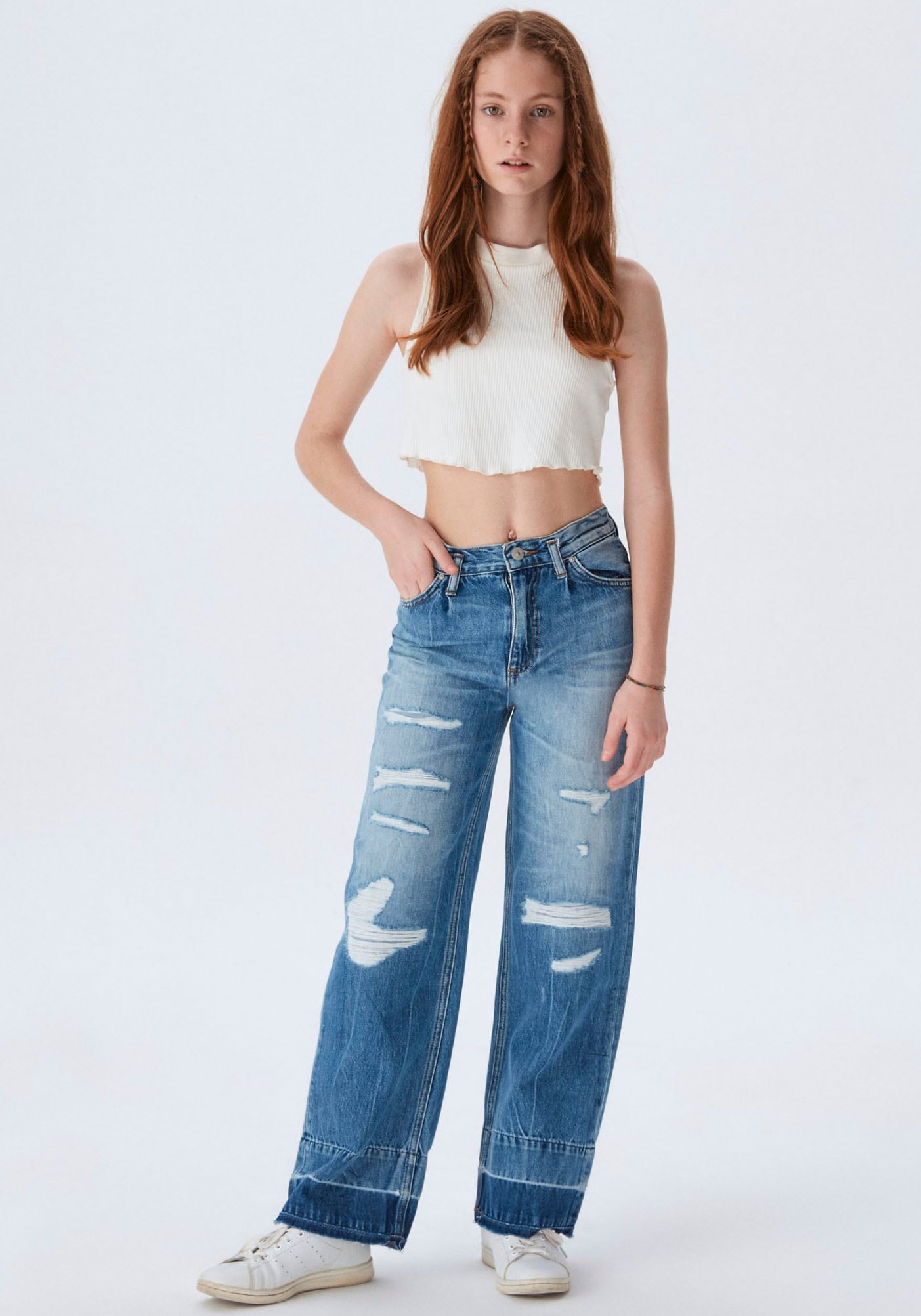 ♕ LTB Weite Jeans »FELICIA«, versandkostenfrei auf Destroyed-Effekten, for mit GIRLS