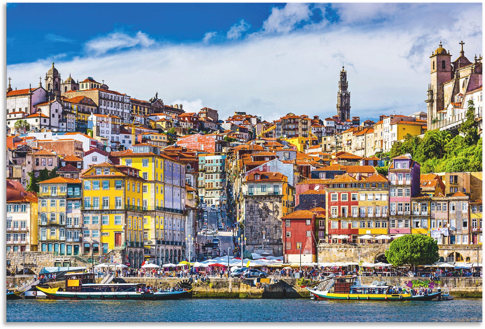 Artland Wandbild »Farbiges Panorama Porto«, günstig von St.), Wandaufkleber als Alubild, in Europa, (1 Leinwandbild, oder Poster Grössen kaufen Bilder versch