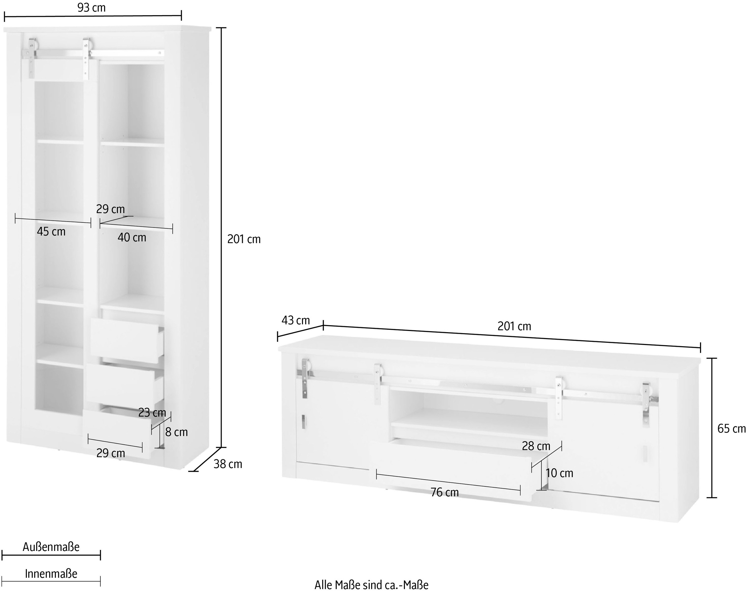 Home affaire Wohnwand »Daytona, moderne Anbauwand, Wohnzimmer-Set in Weiss Hochglanz« Set, 2 Stk. tlg.